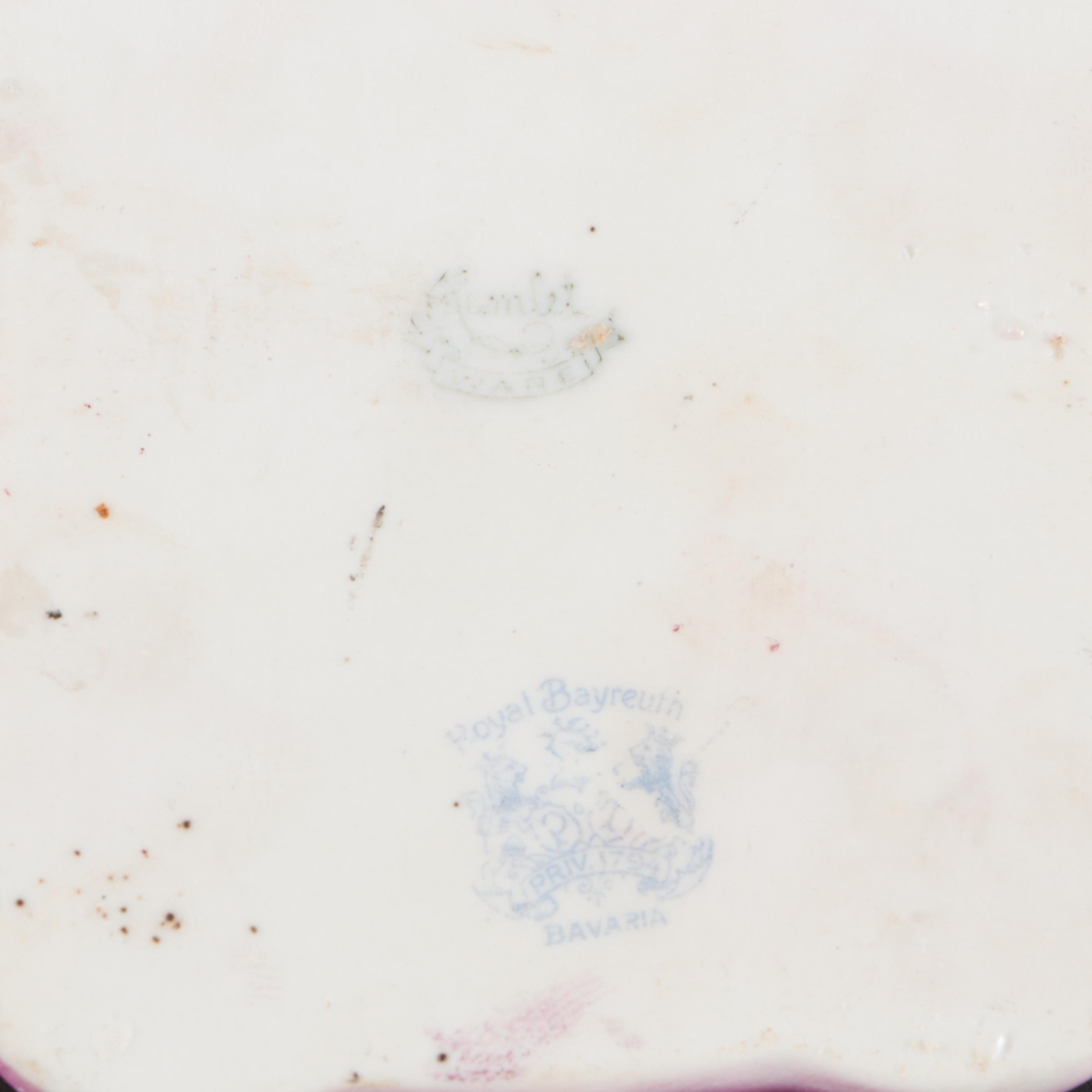 Royal Bayreuth Porcelain Wall Pocket with Brass Candlesticks and Accessories