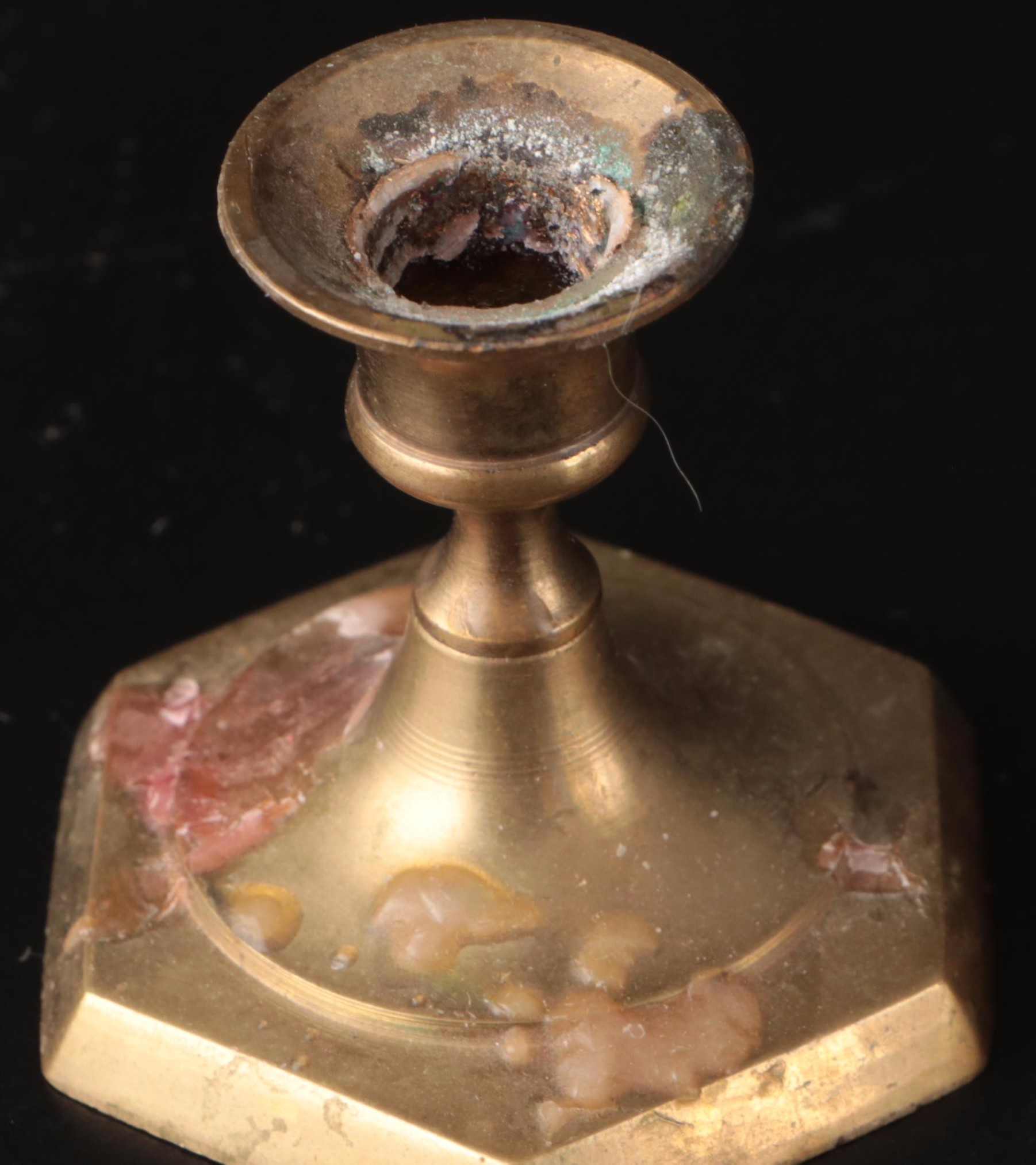 Royal Bayreuth Porcelain Wall Pocket with Brass Candlesticks and Accessories