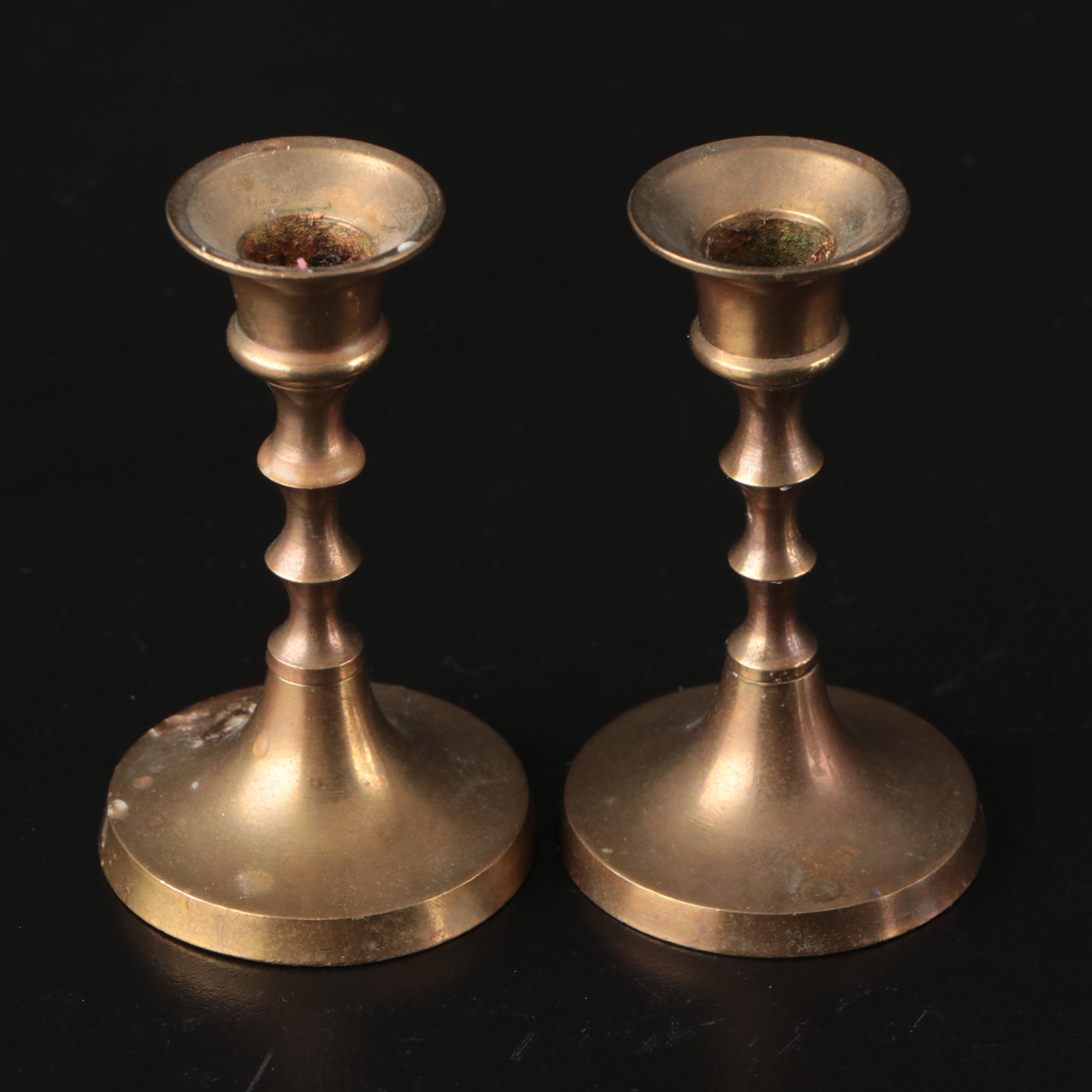 Royal Bayreuth Porcelain Wall Pocket with Brass Candlesticks and Accessories