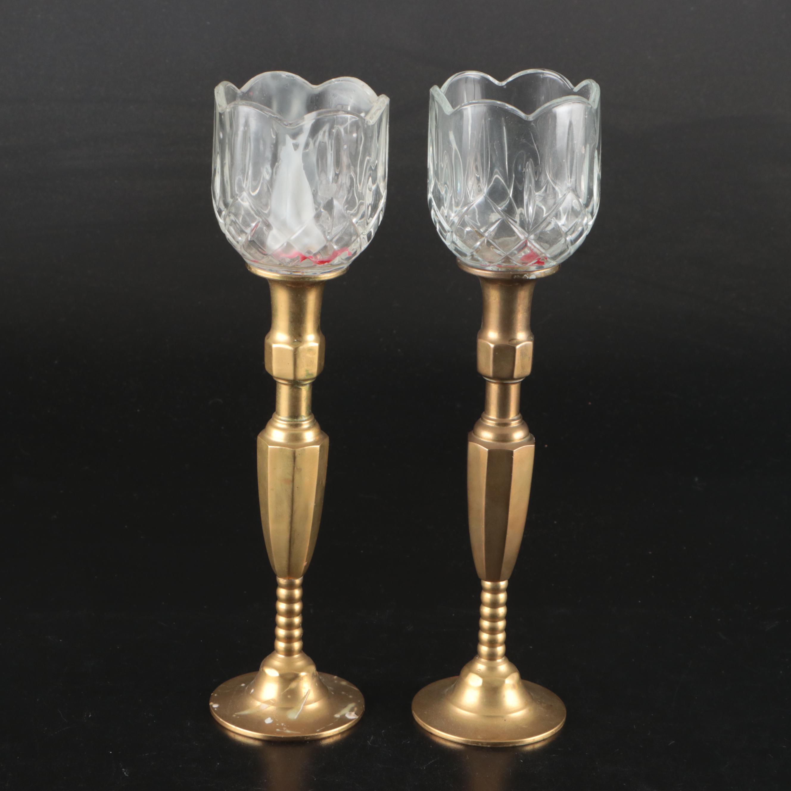 Royal Bayreuth Porcelain Wall Pocket with Brass Candlesticks and Accessories