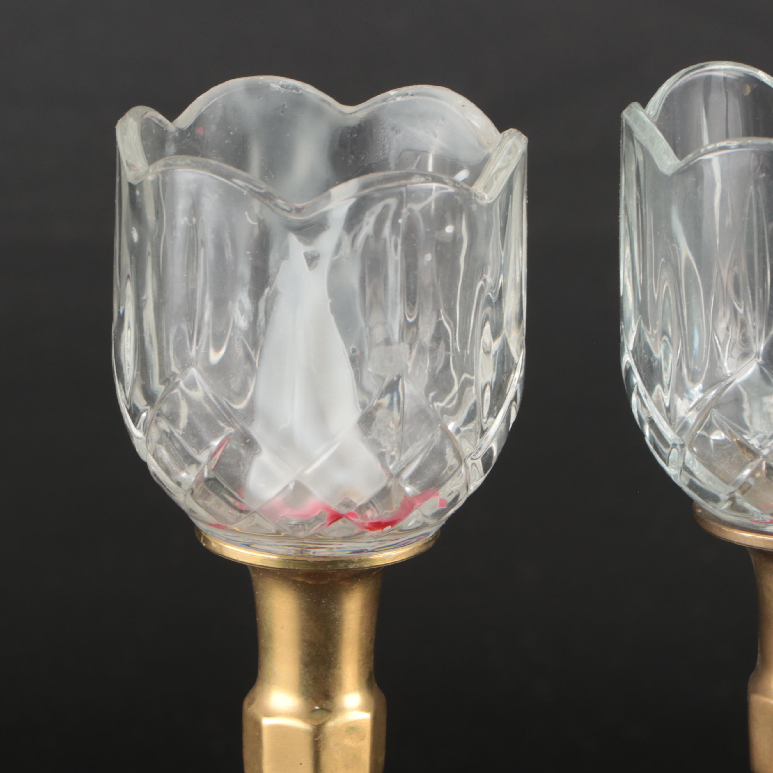 Royal Bayreuth Porcelain Wall Pocket with Brass Candlesticks and Accessories