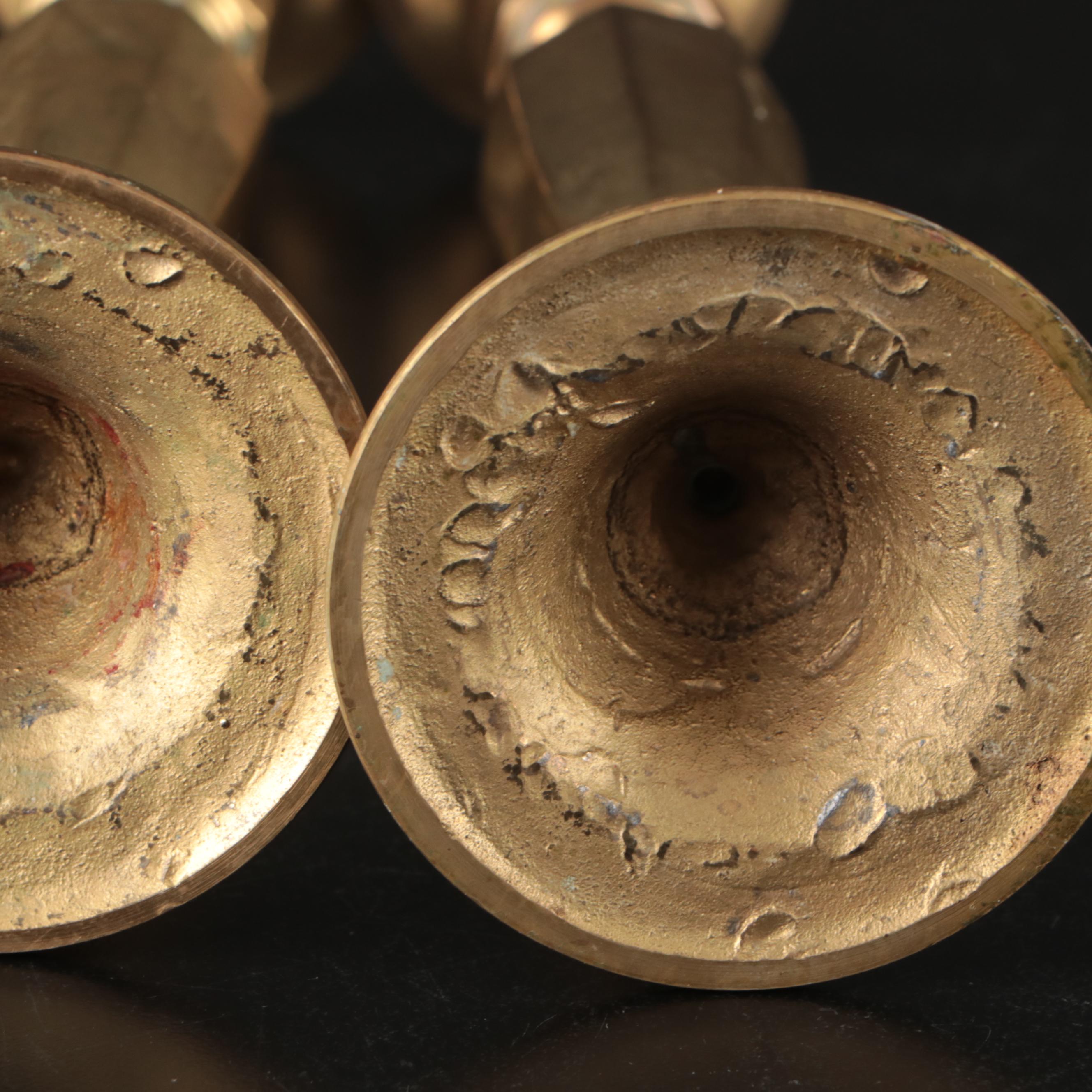 Royal Bayreuth Porcelain Wall Pocket with Brass Candlesticks and Accessories