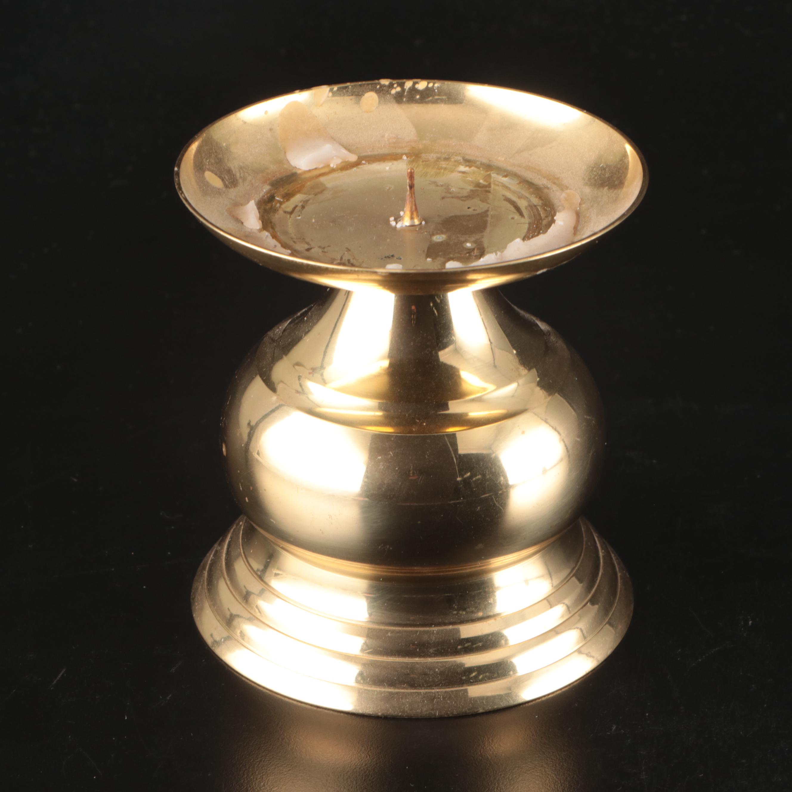 Royal Bayreuth Porcelain Wall Pocket with Brass Candlesticks and Accessories