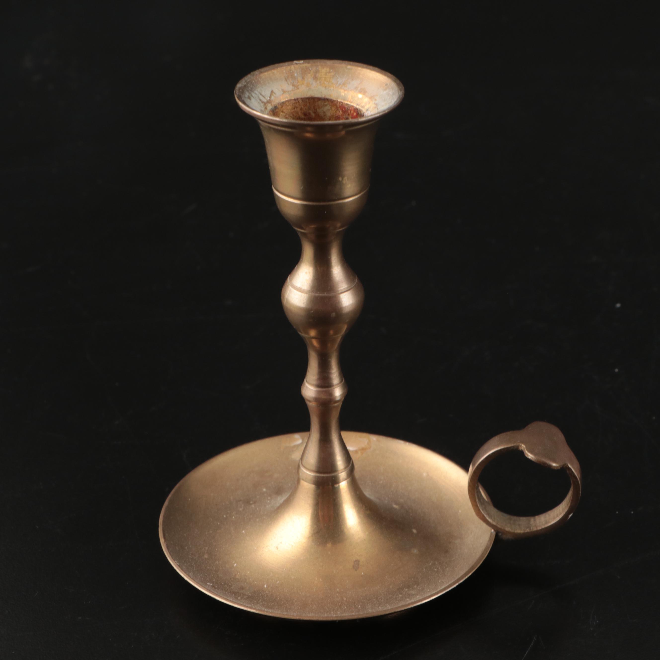 Royal Bayreuth Porcelain Wall Pocket with Brass Candlesticks and Accessories