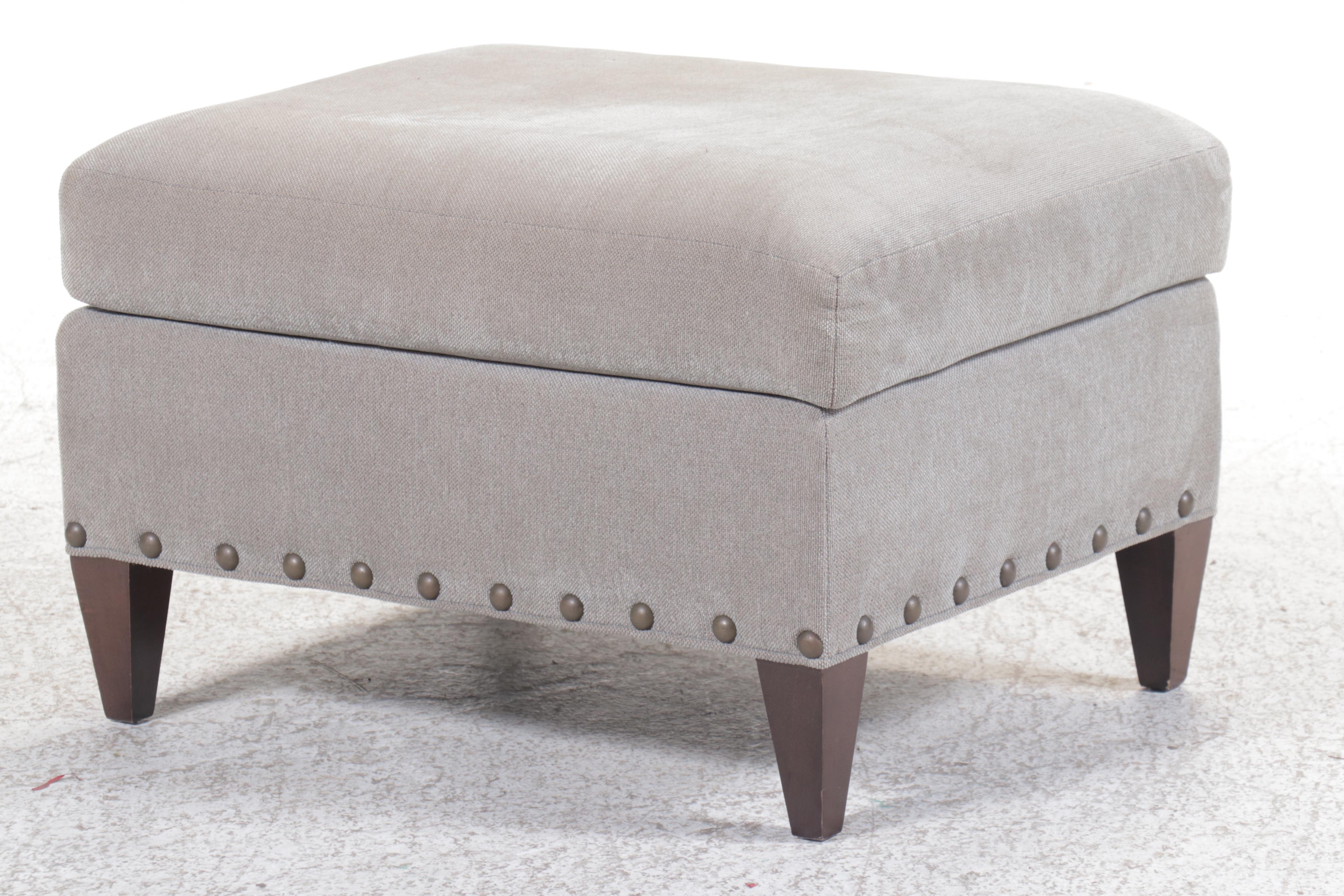 Hickory Chair Furniture Co. Contemporary Nailhead-Trimmed Armchair and Ottoman