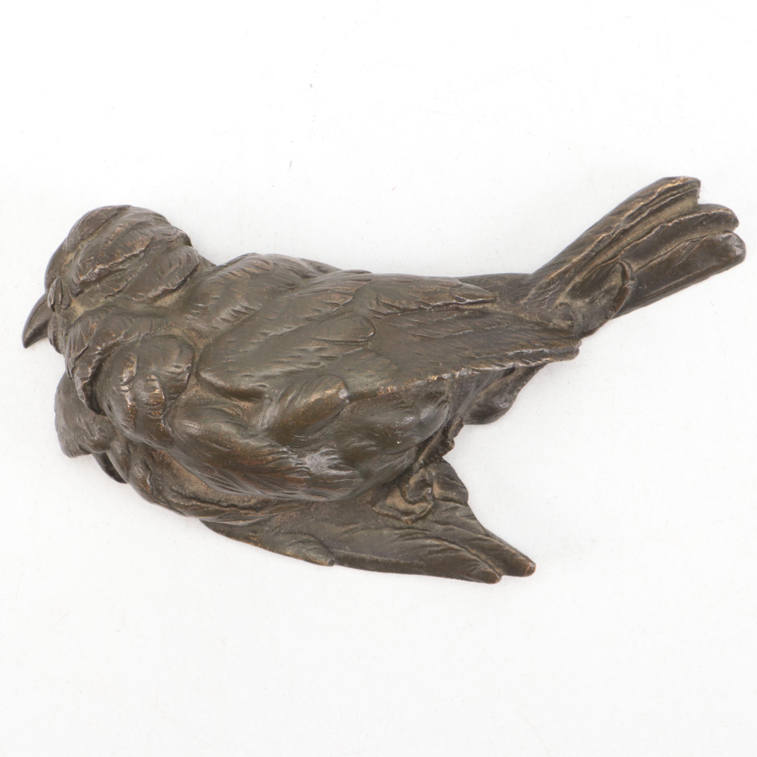 Louis Théophile Hingre Bronze Sculpture "Dead Sparrow," circa 1870