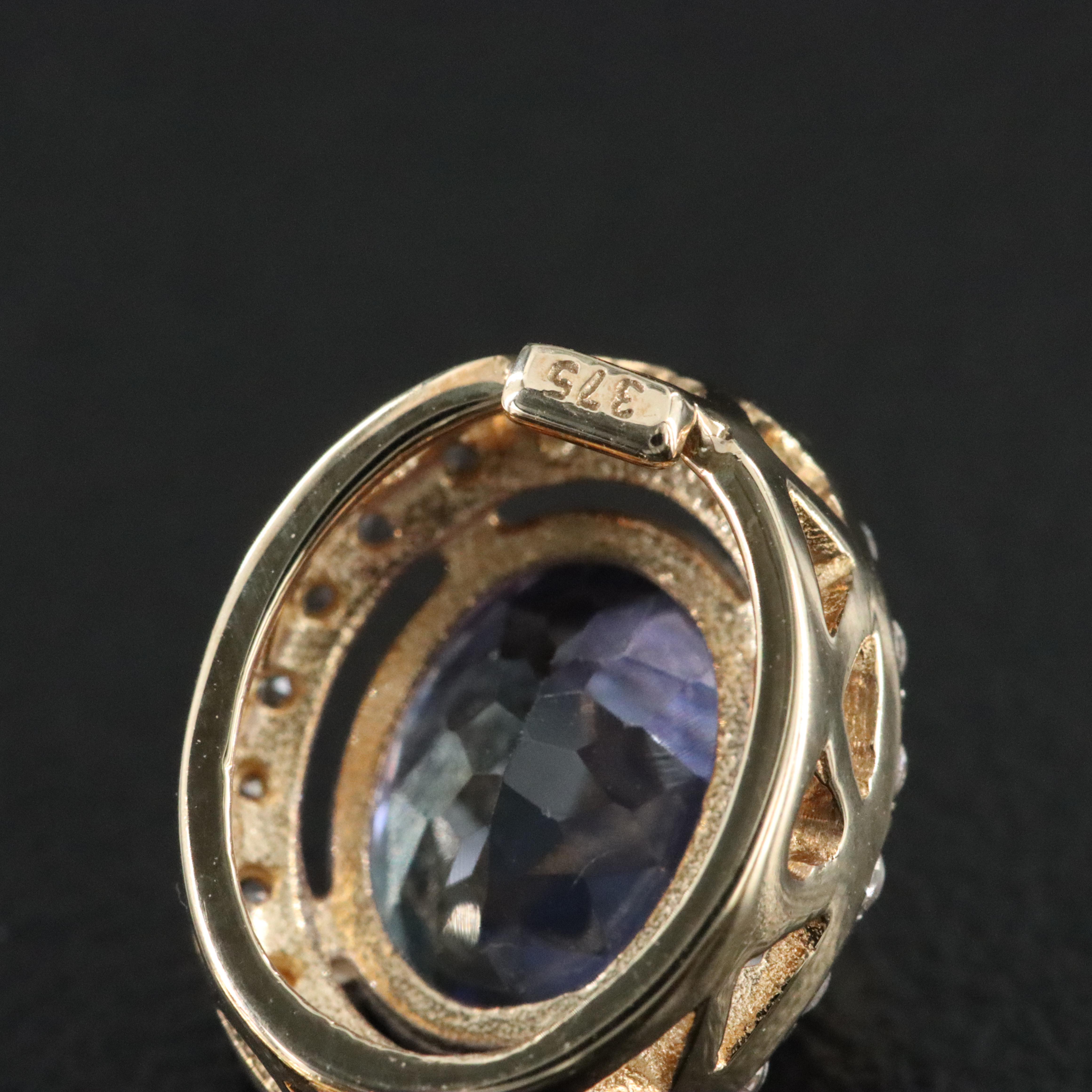 9K Tanzanite and White Topaz Drop Earrings