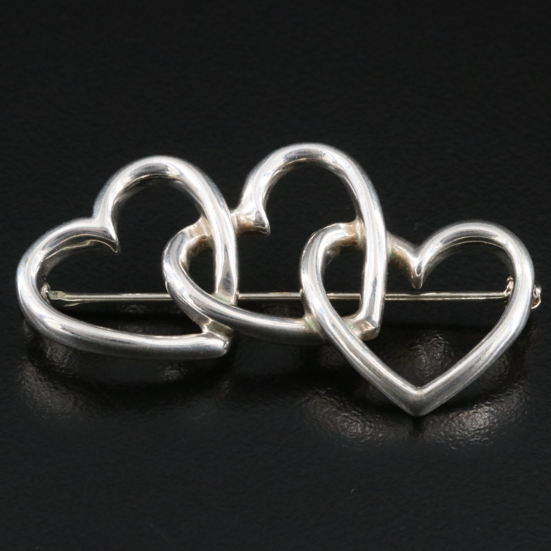 Tiffany & Co. Sterling Triple Heart Brooch