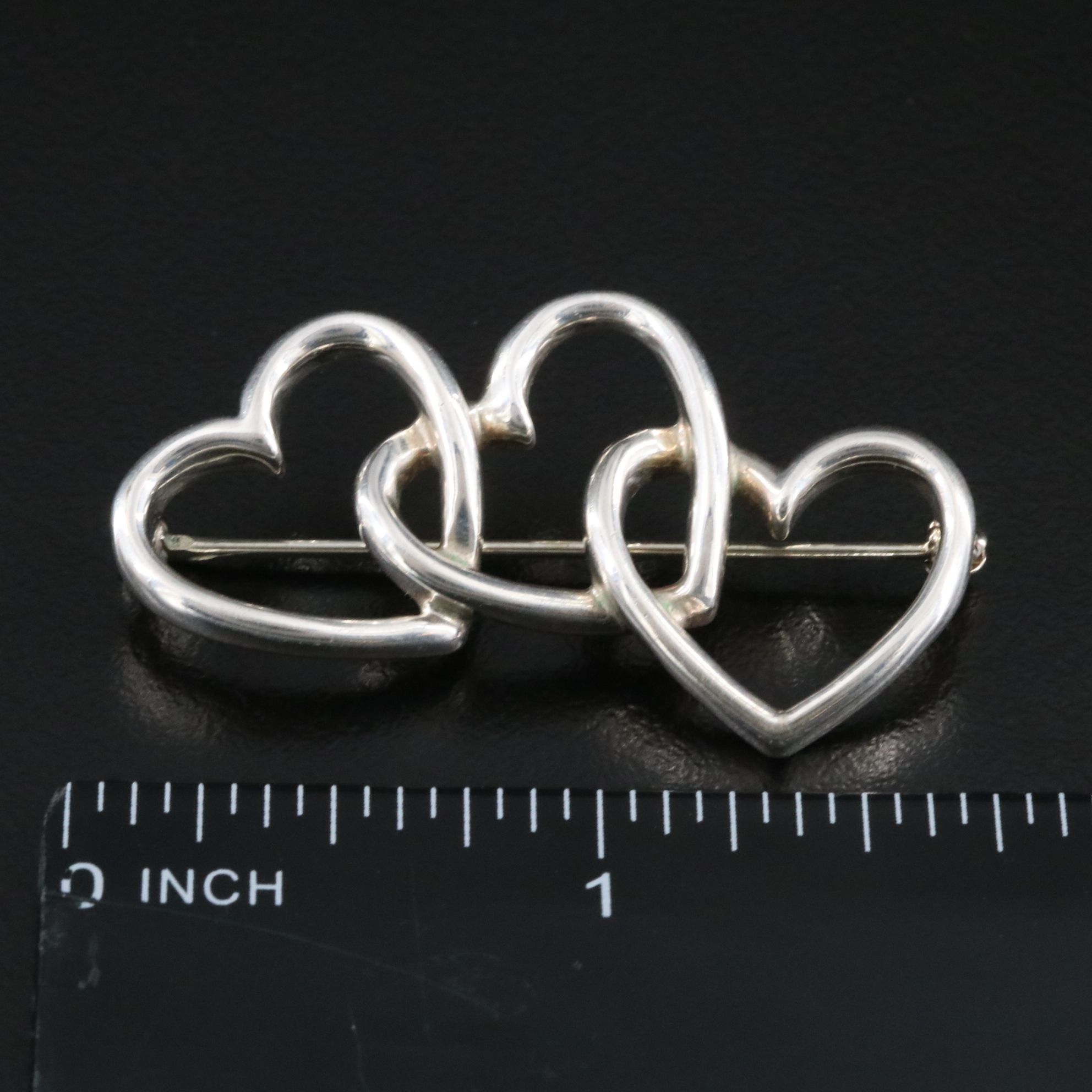 Tiffany & Co. Sterling Triple Heart Brooch