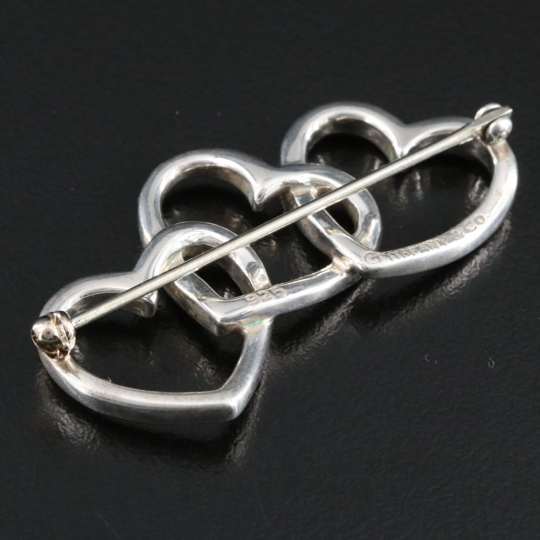 Tiffany & Co. Sterling Triple Heart Brooch