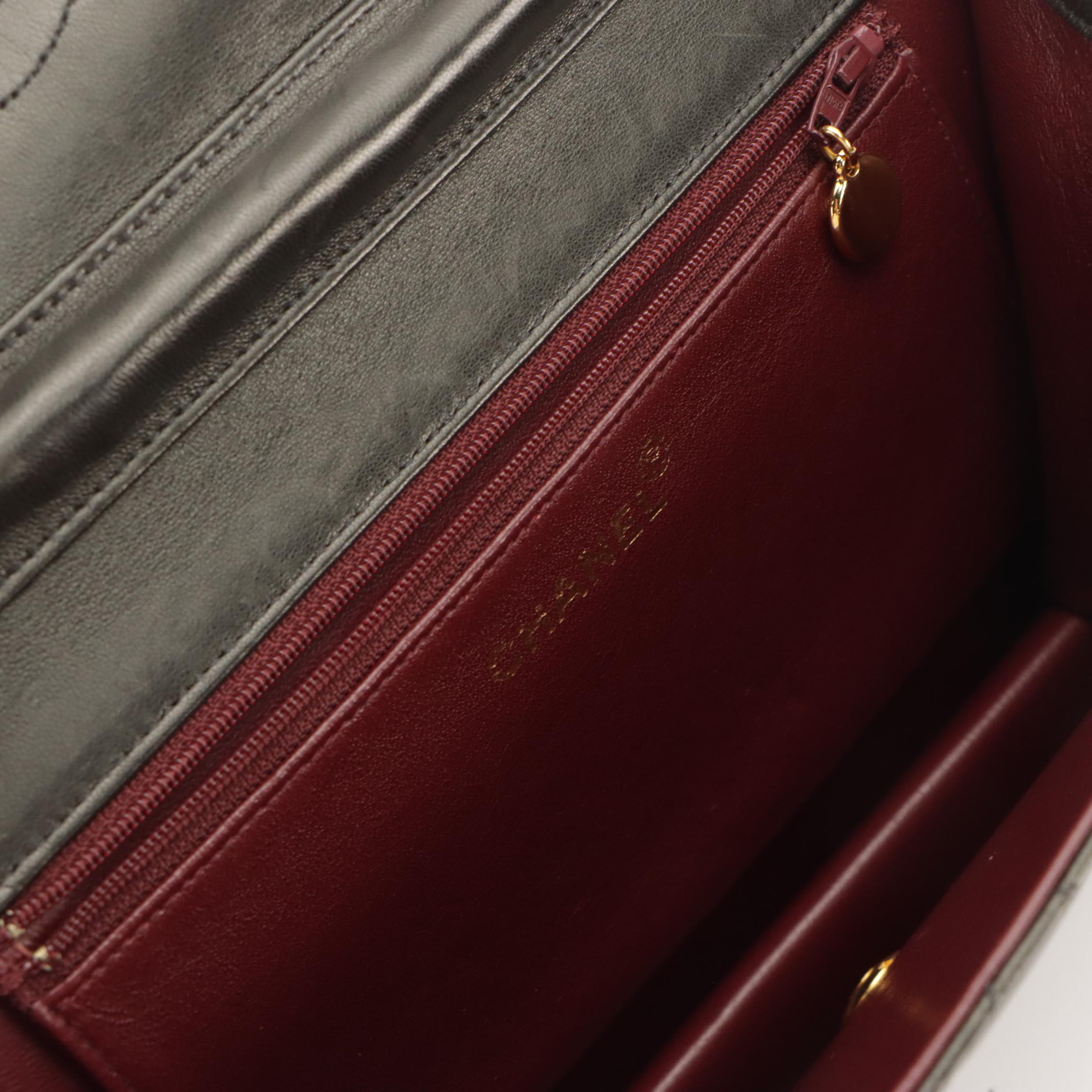 Chanel Classic Single Flap Chain Link Shoulder Bag in Black Matelassé Lambskin