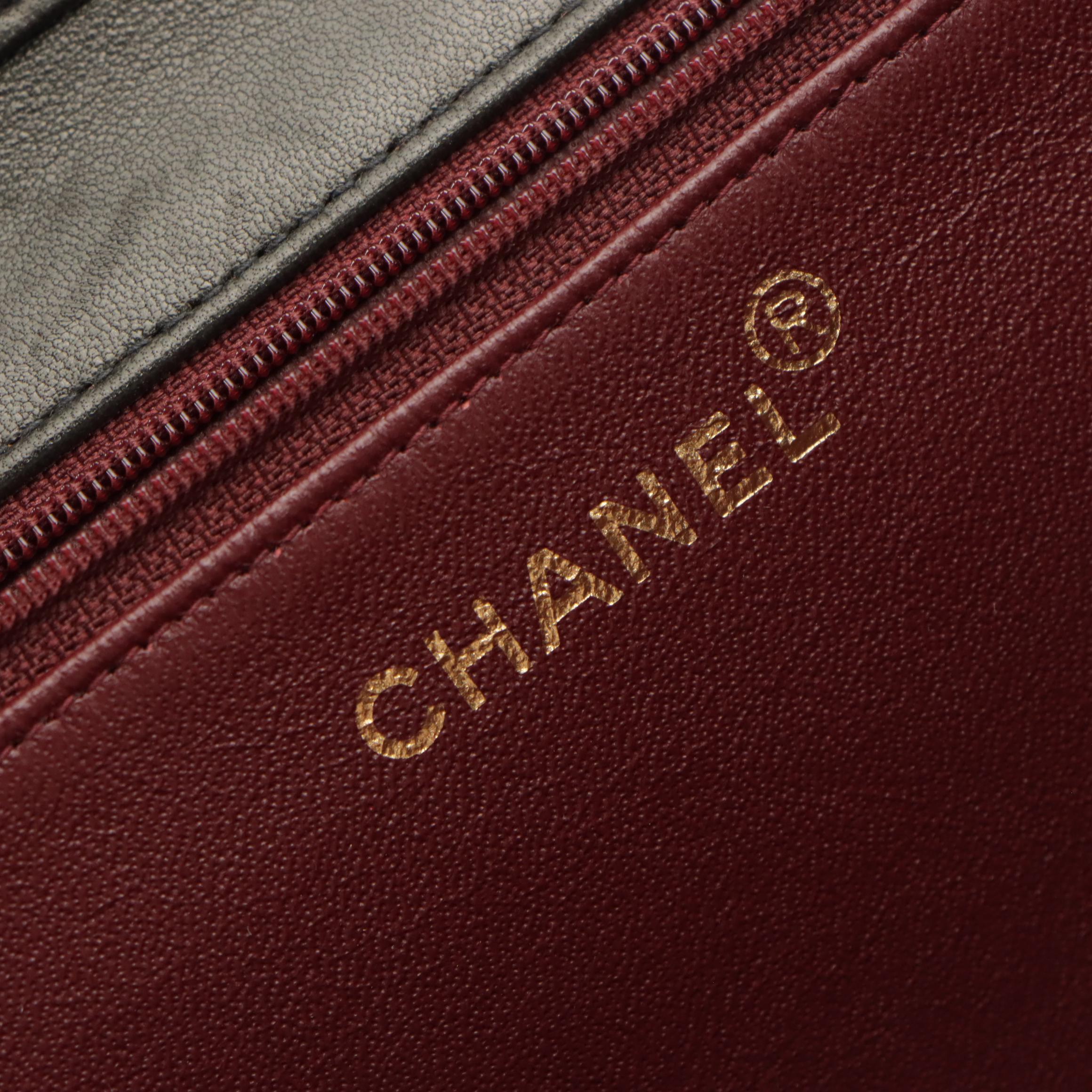 Chanel Classic Single Flap Chain Link Shoulder Bag in Black Matelassé Lambskin