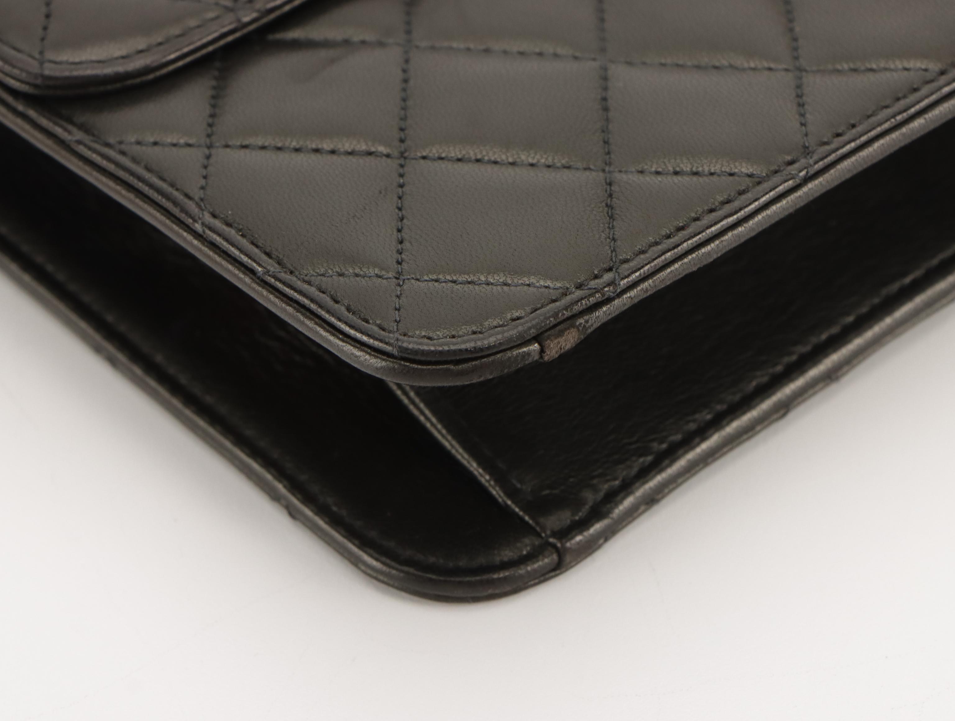 Chanel Classic Single Flap Chain Link Shoulder Bag in Black Matelassé Lambskin