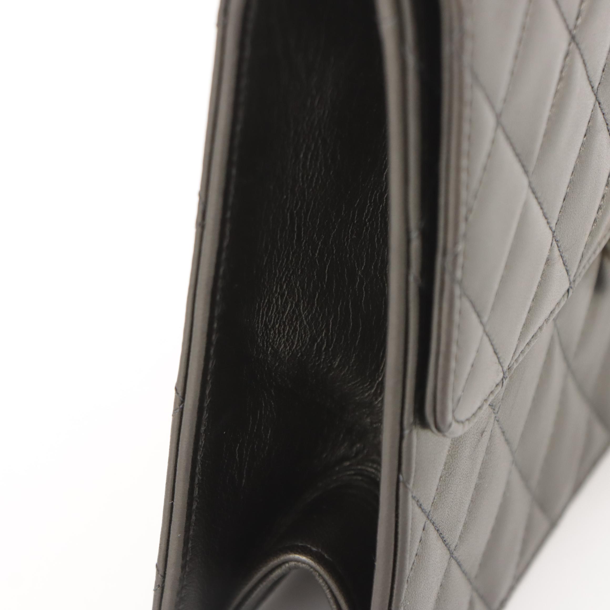 Chanel Classic Single Flap Chain Link Shoulder Bag in Black Matelassé Lambskin