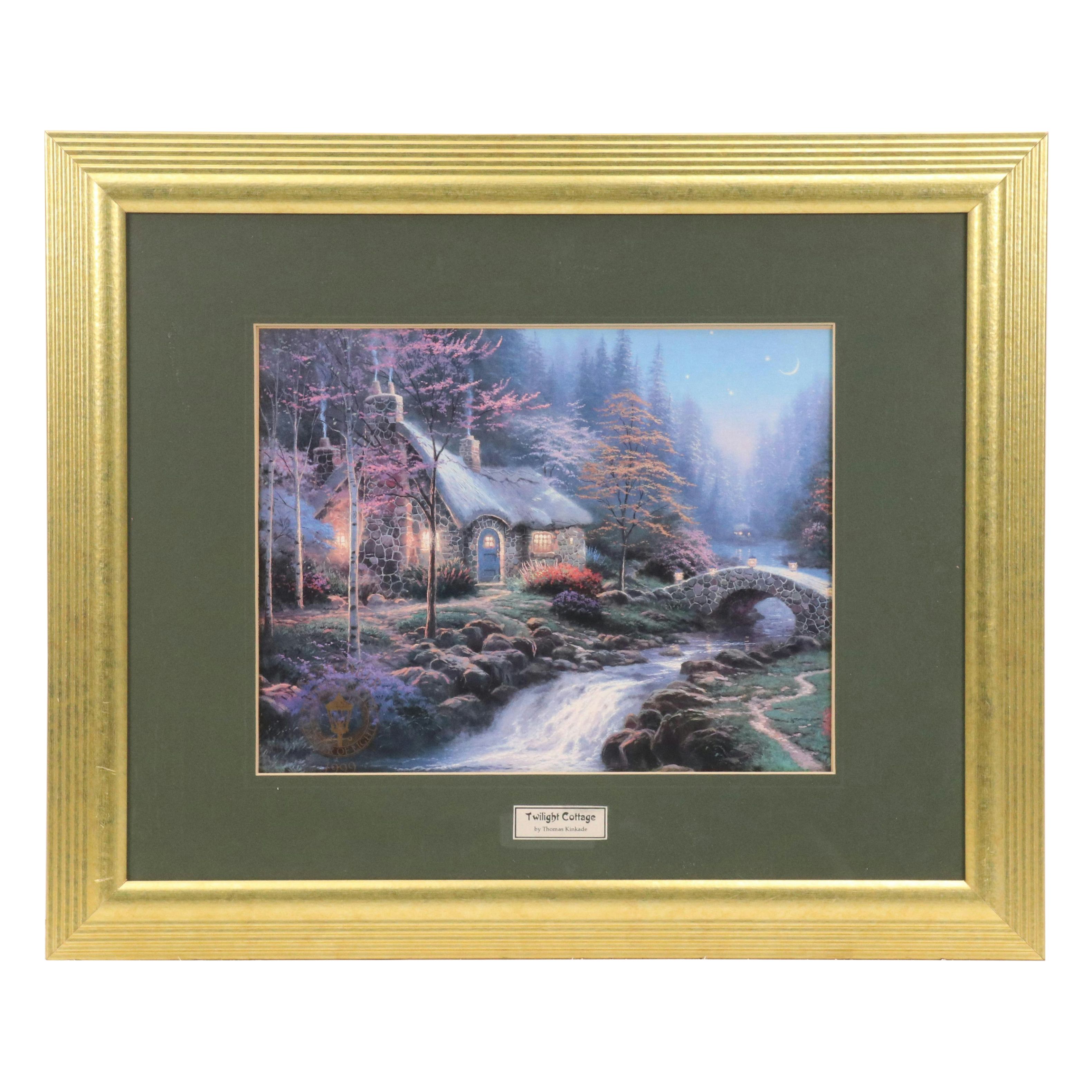 After Thomas Kinkade Offset Lithograph "Twilight Cottage: November," 1999