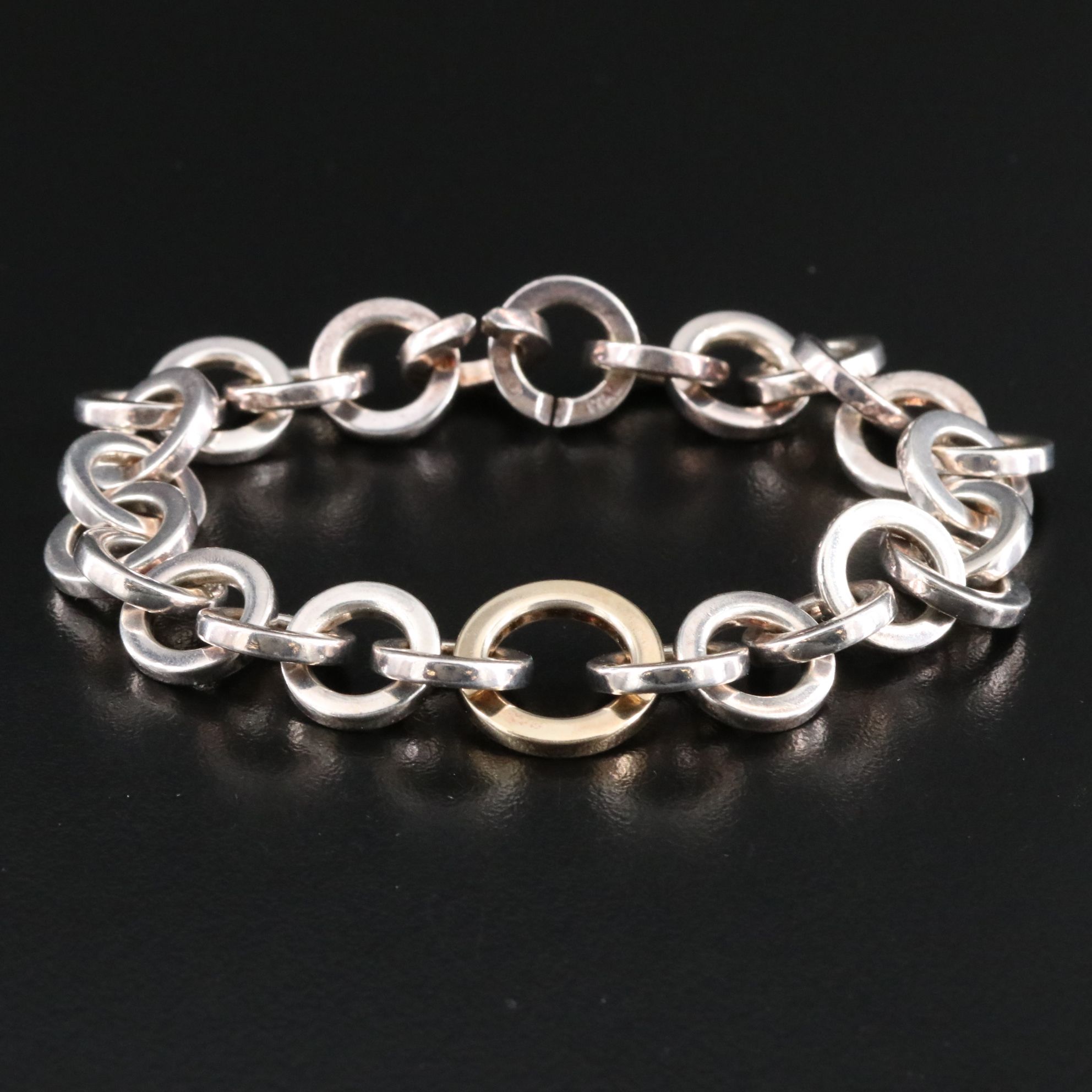 Tiffany & Co. Sterling and 18K Circle Link Bracelet