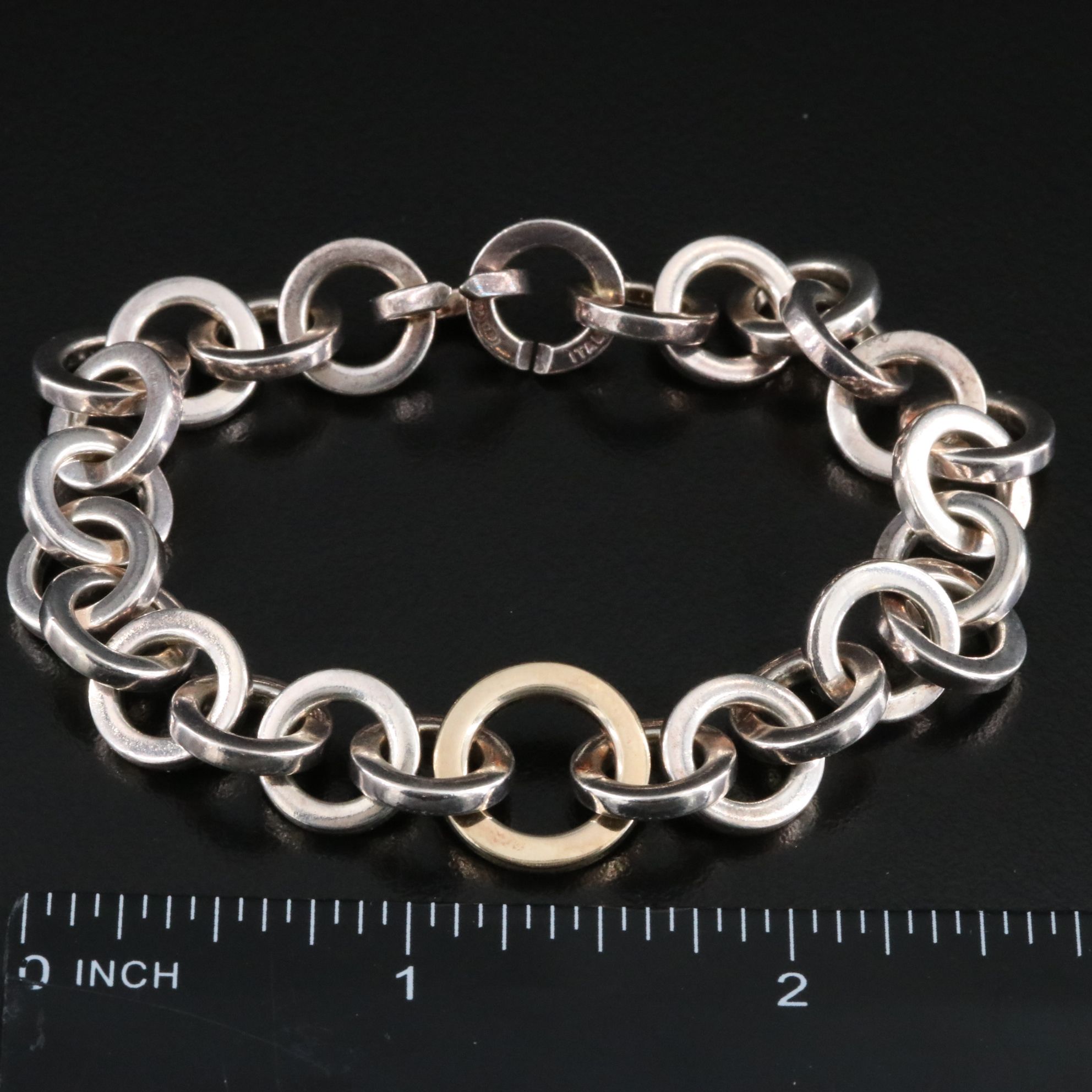 Tiffany & Co. Sterling and 18K Circle Link Bracelet