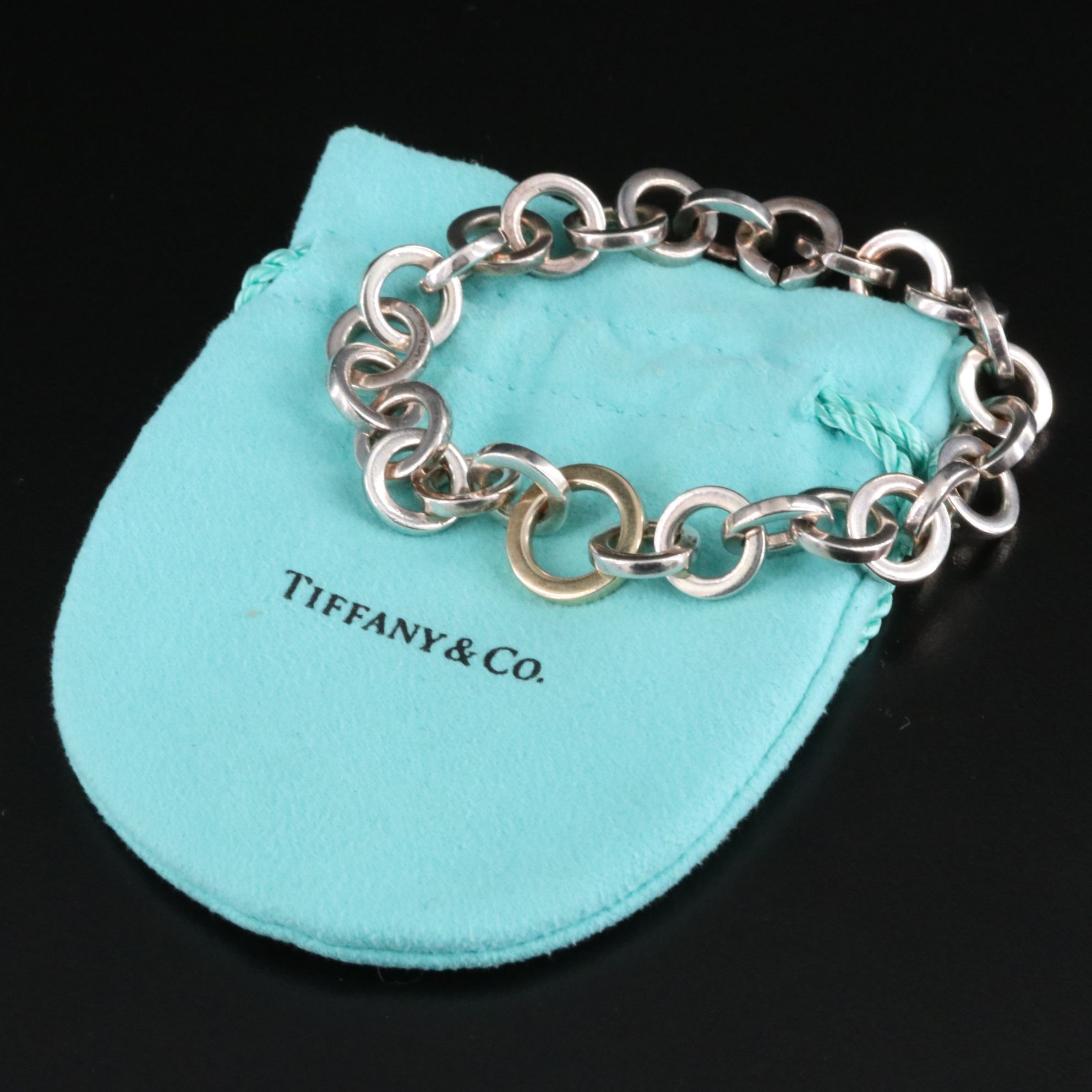 Tiffany & Co. Sterling and 18K Circle Link Bracelet
