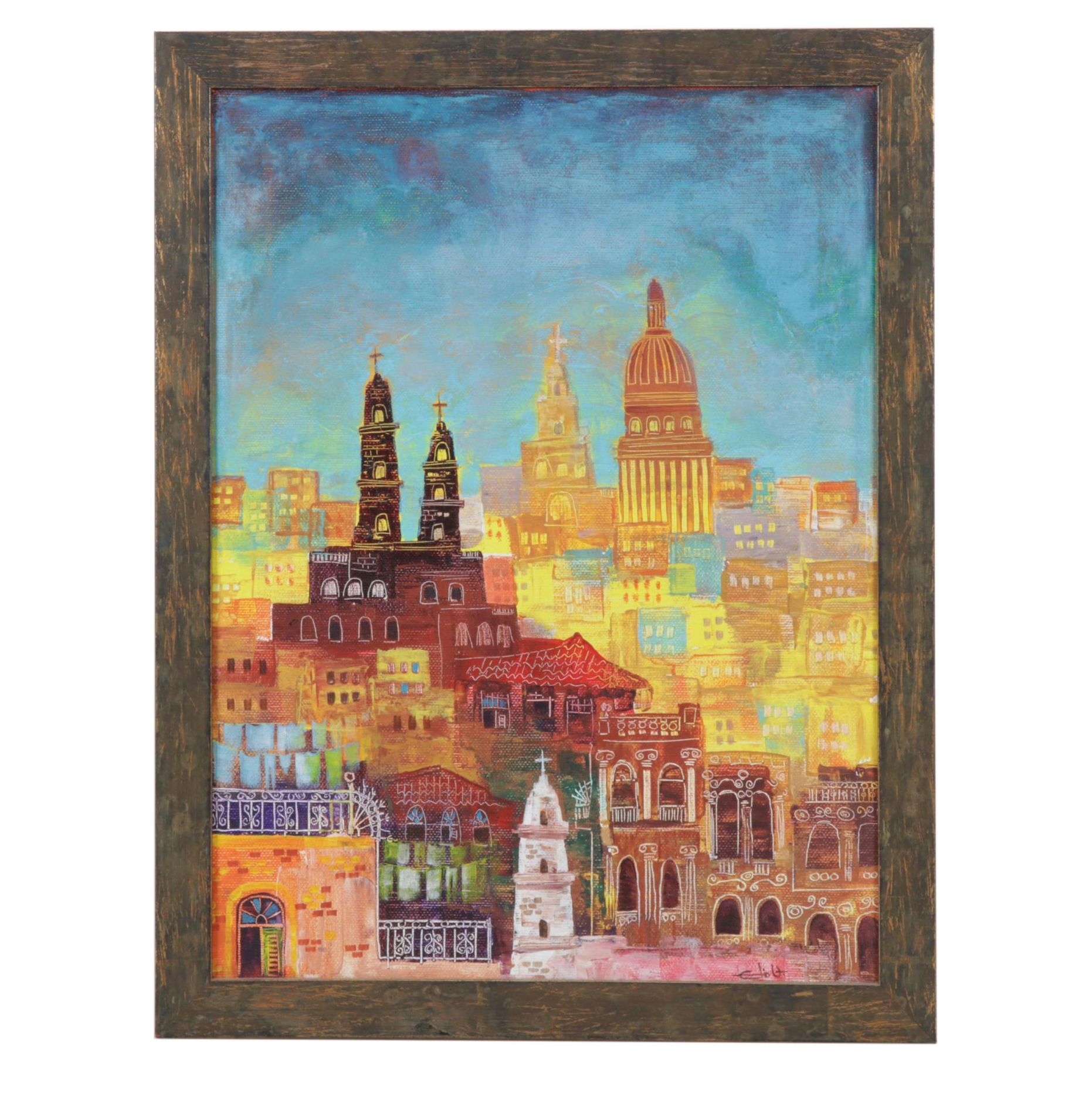 Abstract Impressionistic Oil Painting of Havana, Cuba