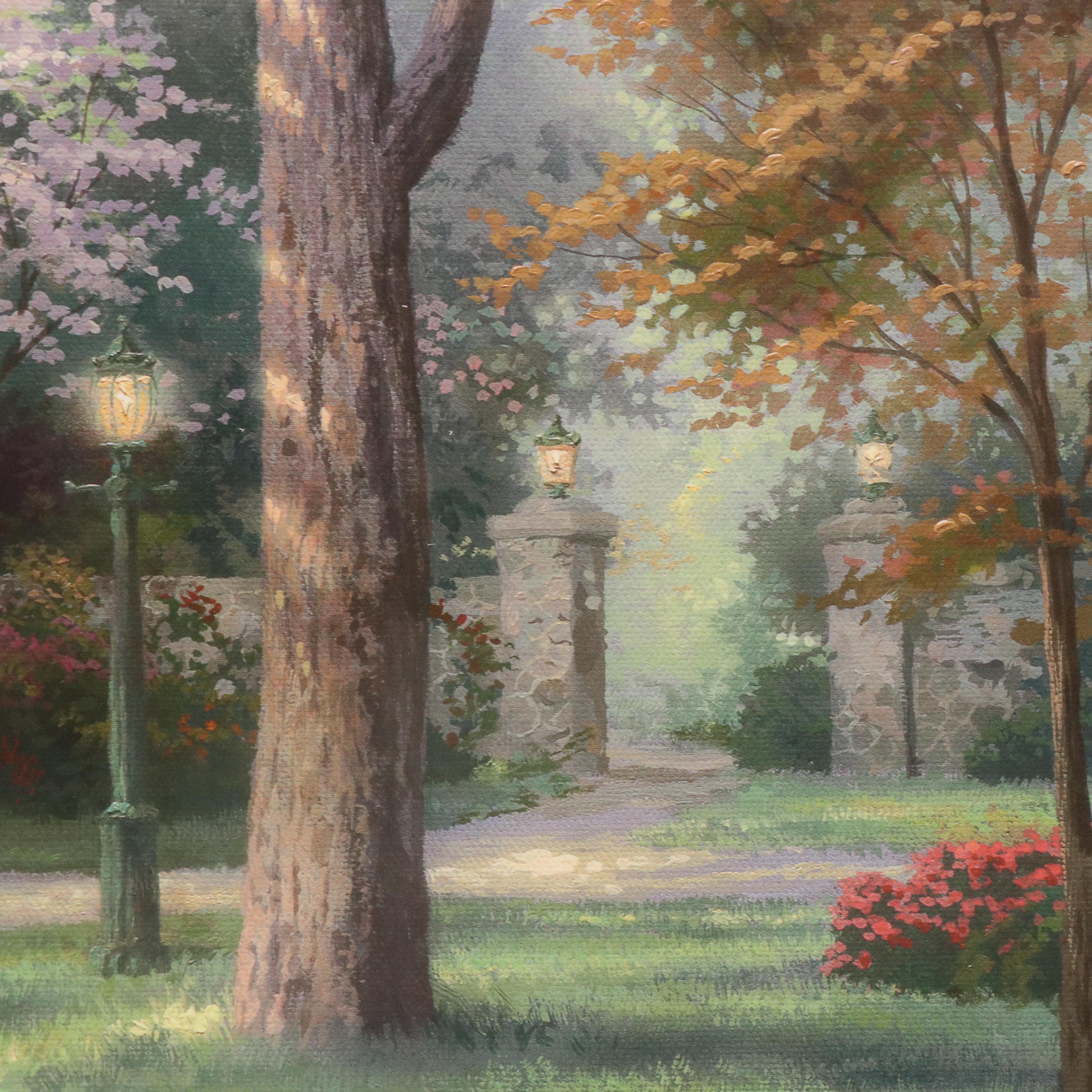 After Thomas Kinkade Offset Lithograph "Beyond Summer Gate"