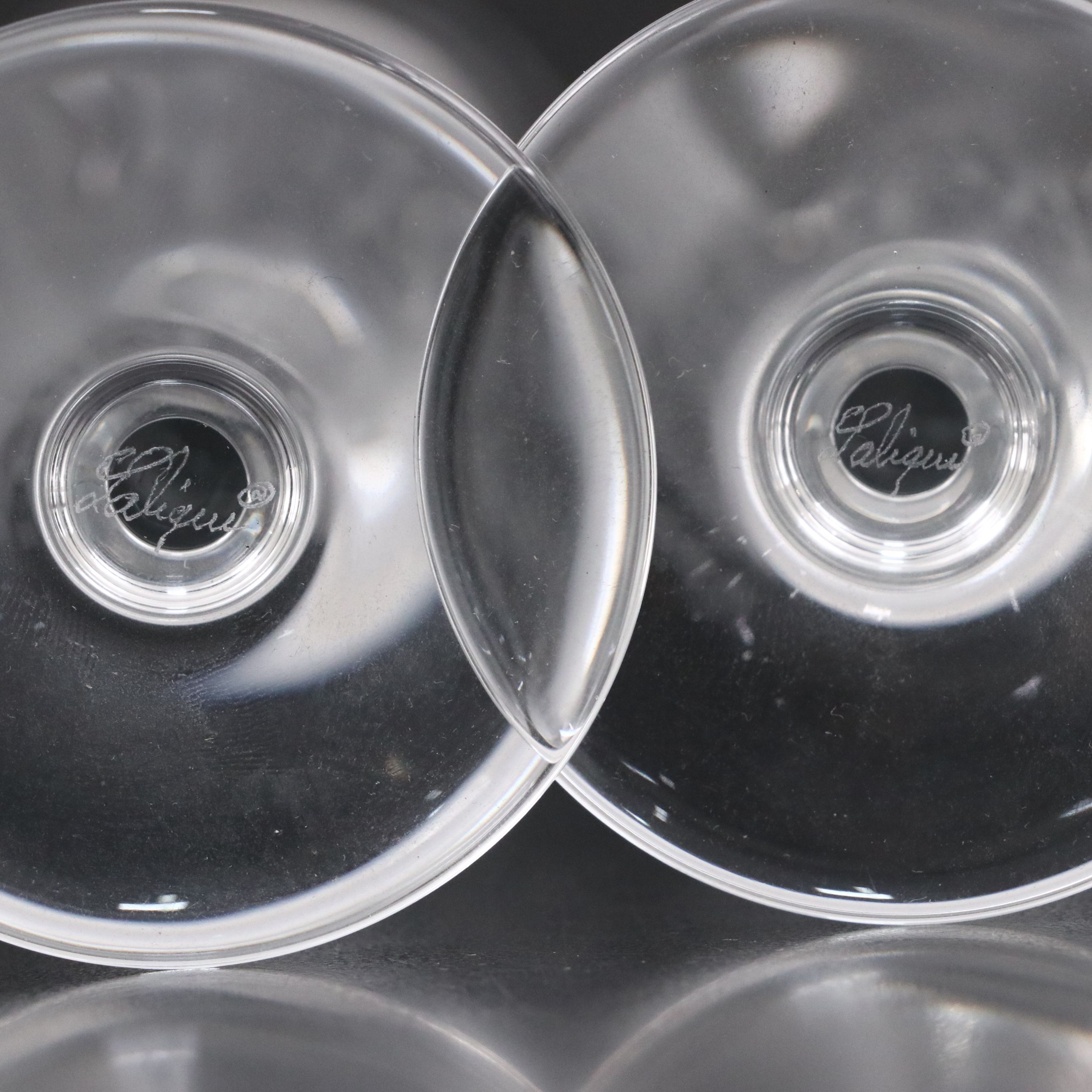 Pair of Lalique "Ange" Frosted and Clear Crystal Champagne Flutes