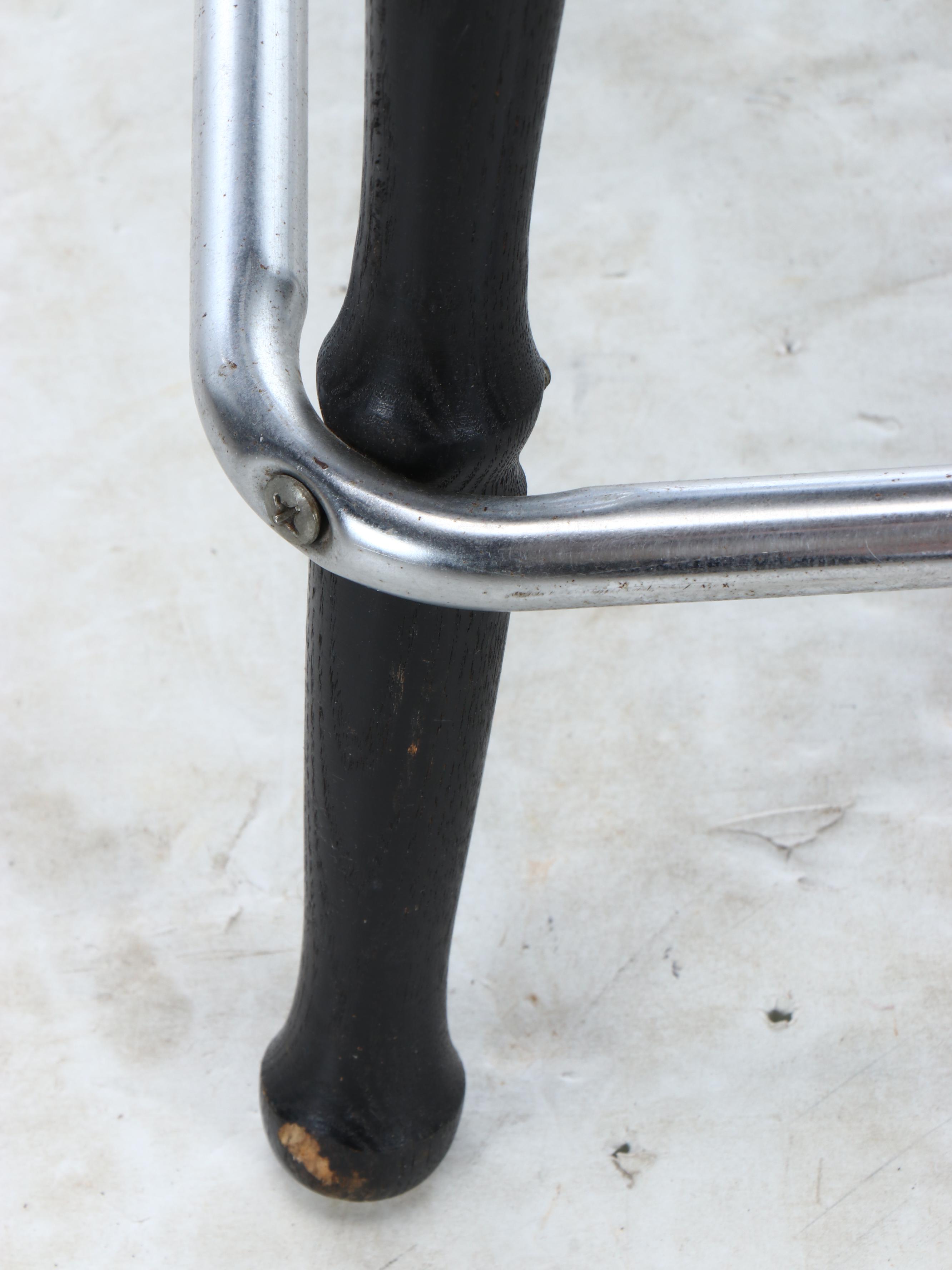 Vinyl "Mickey Mouse Club" Barstool with Turned Wood Legs