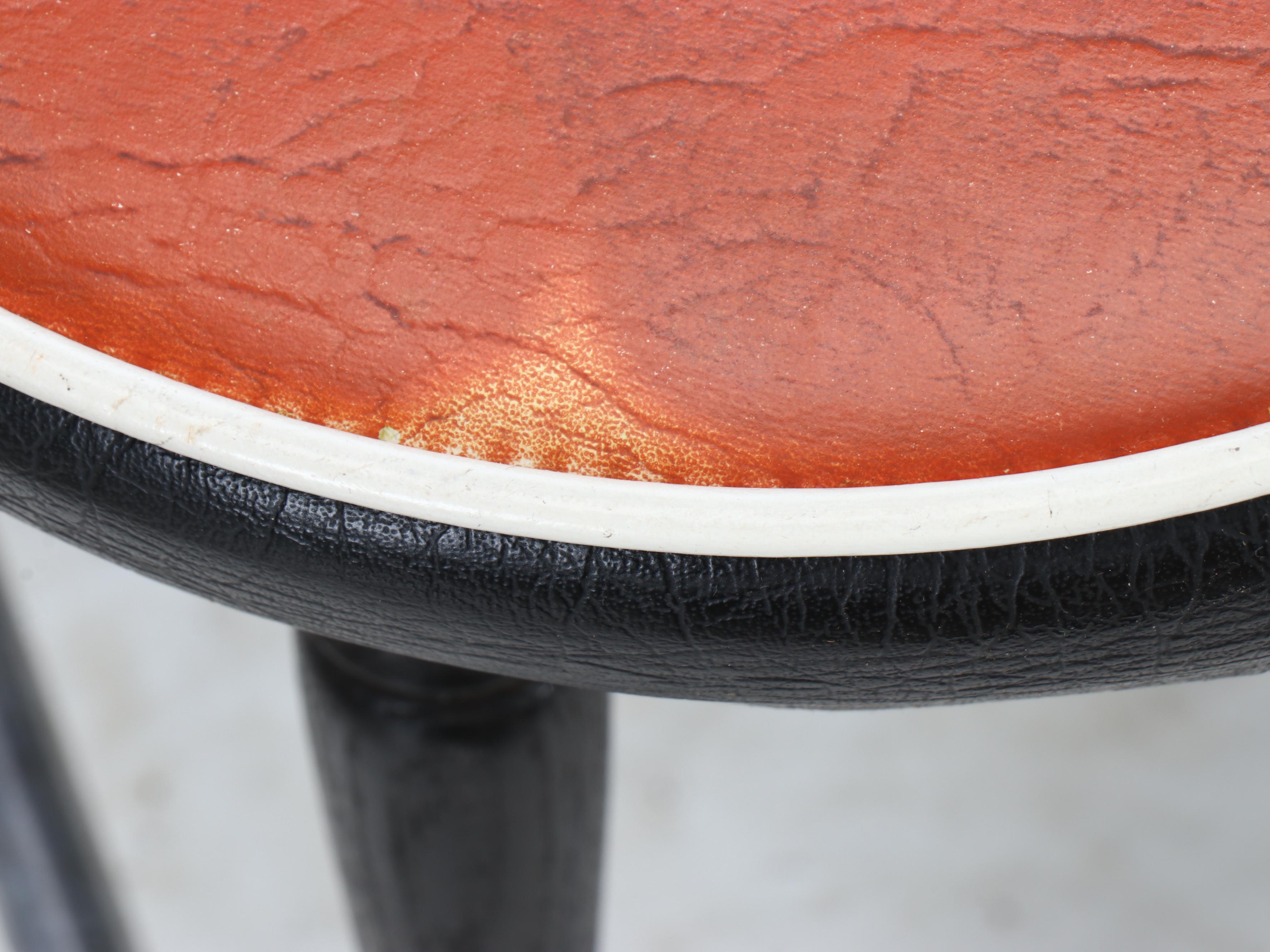 Vinyl "Mickey Mouse Club" Barstool with Turned Wood Legs