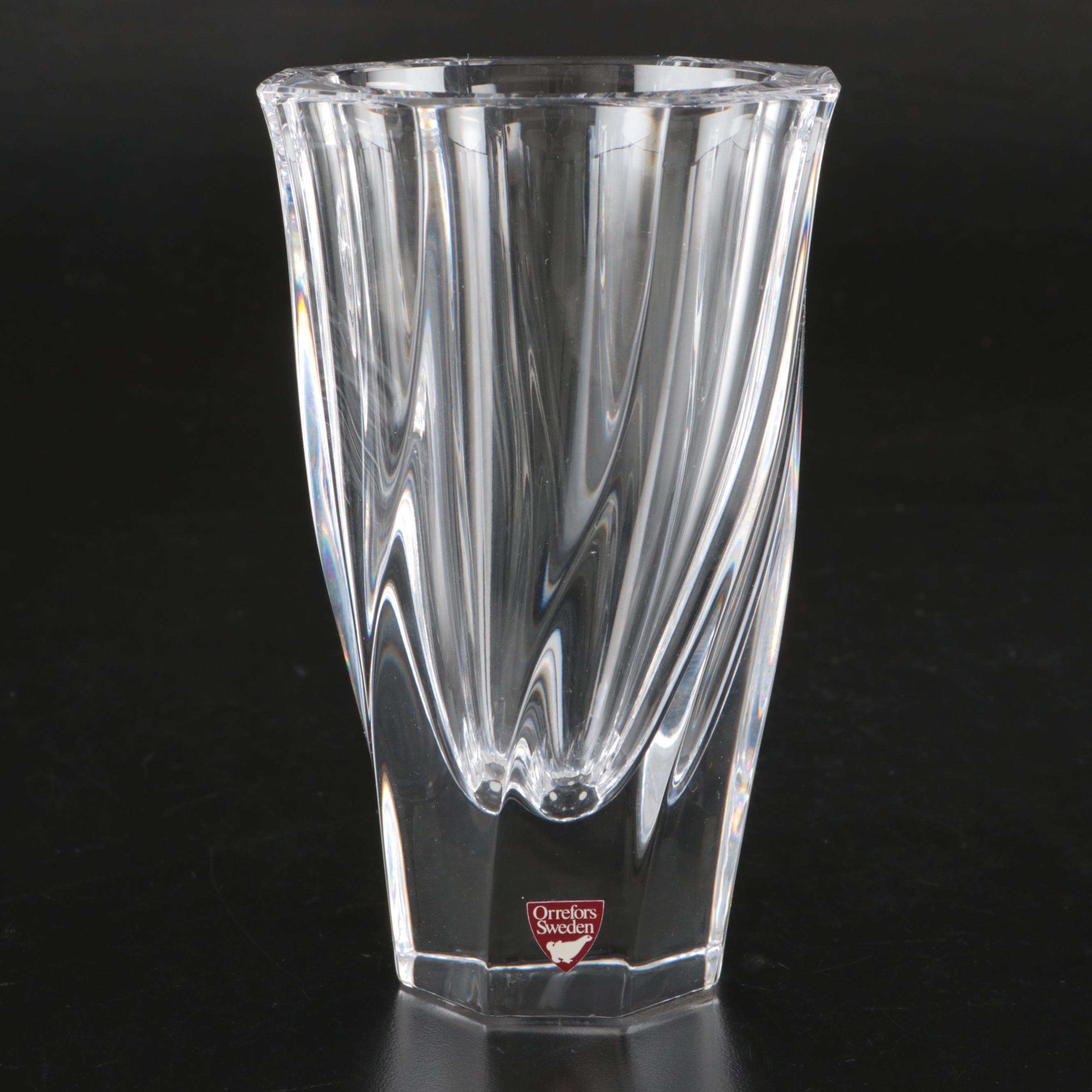 Orrefors "Max" Crystal Votive Holder and "Residence" Vase