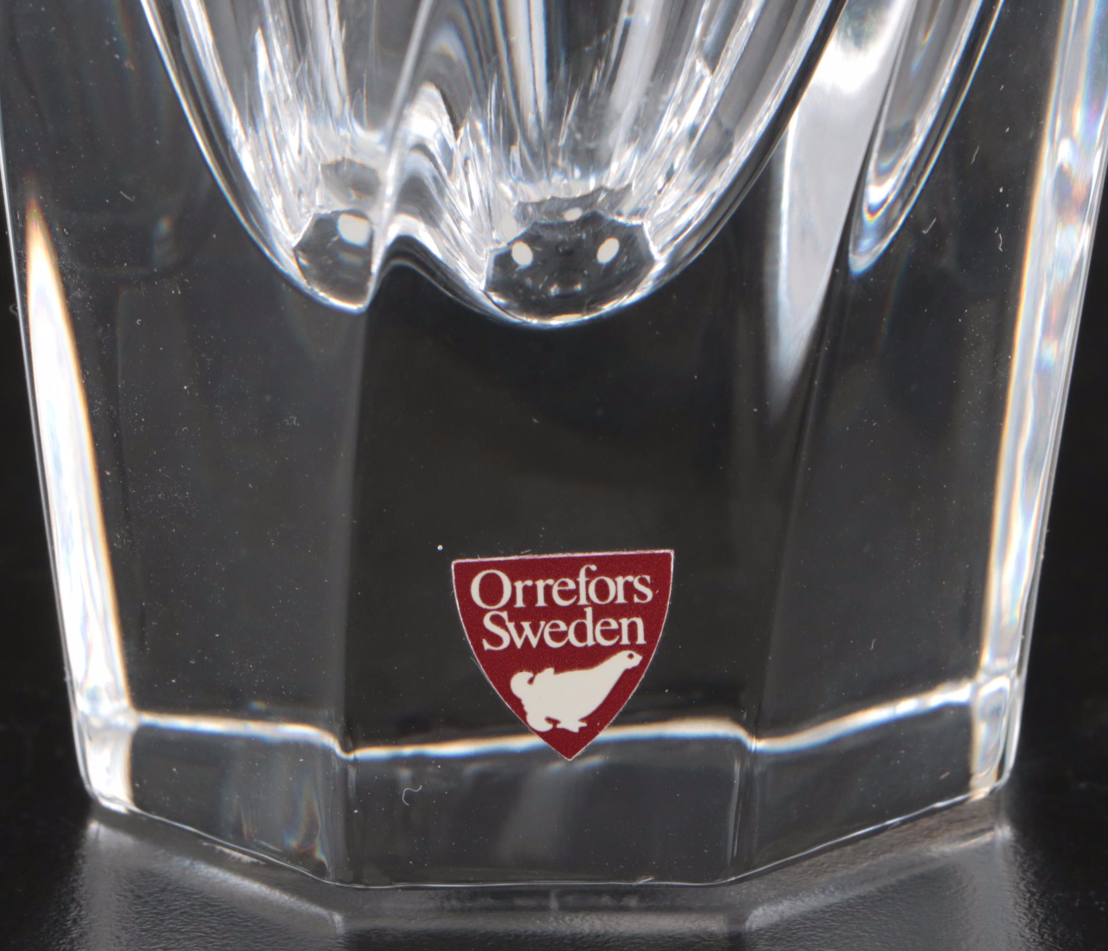 Orrefors "Max" Crystal Votive Holder and "Residence" Vase