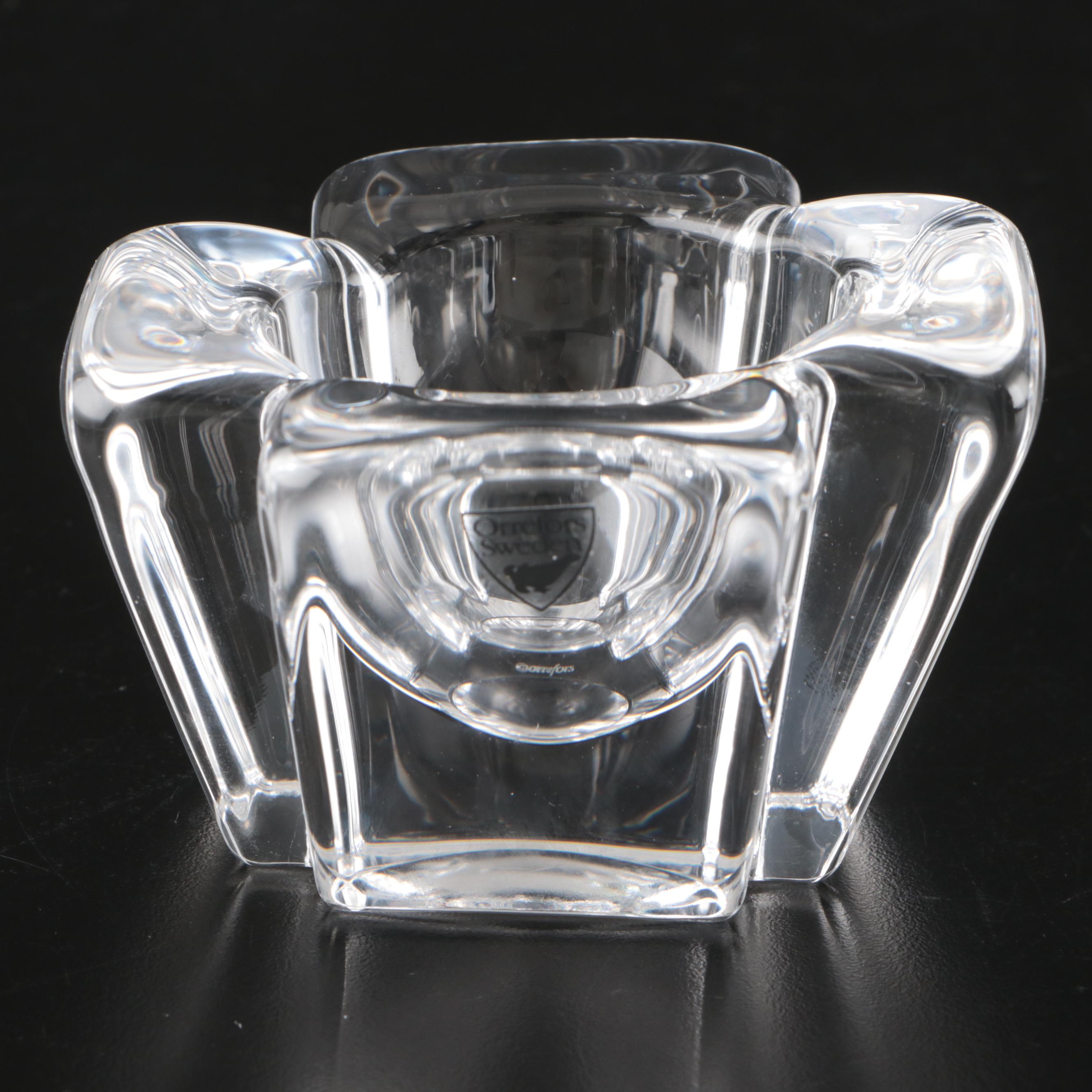 Orrefors "Max" Crystal Votive Holder and "Residence" Vase