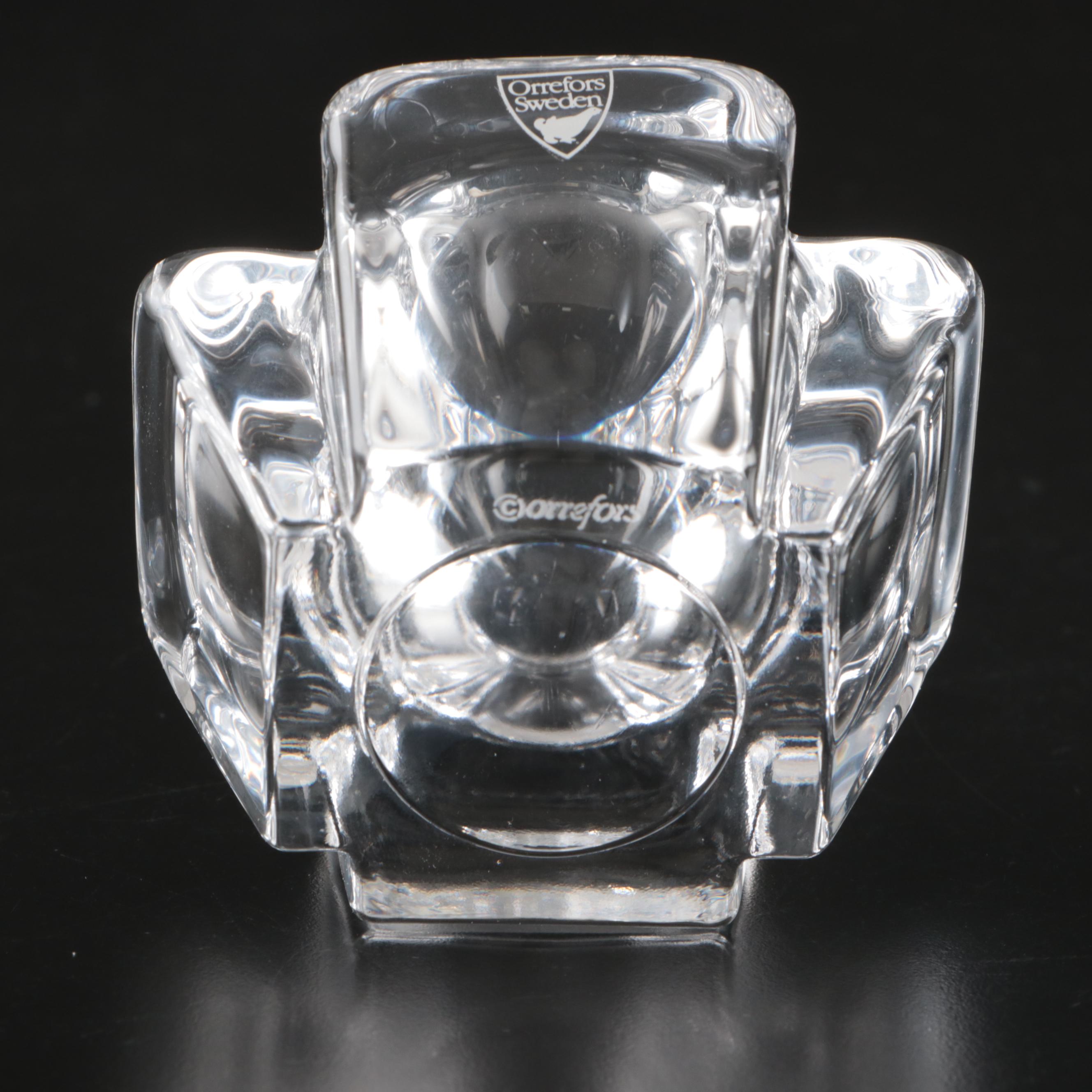 Orrefors "Max" Crystal Votive Holder and "Residence" Vase