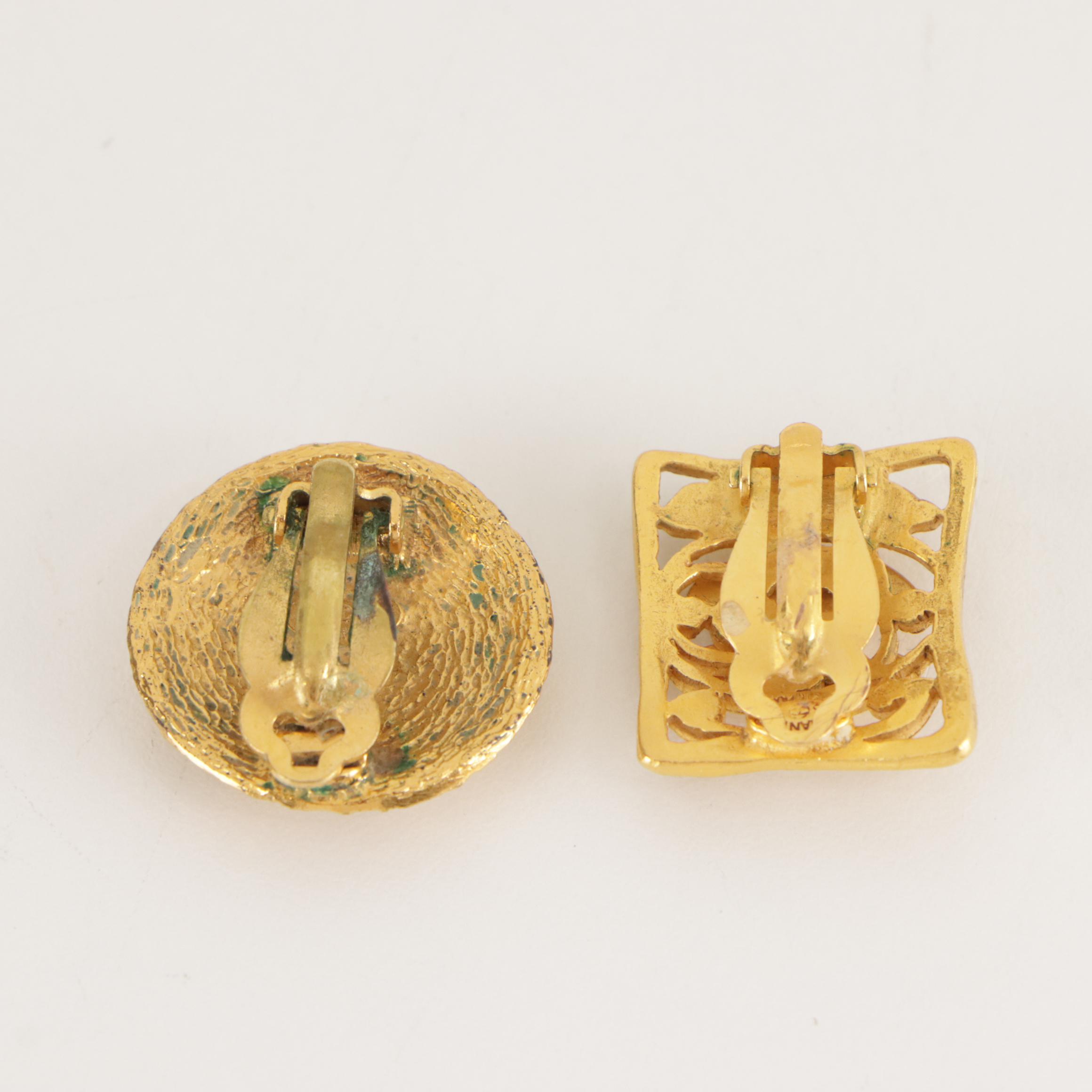 Chanel CC Logo Unmatched Individual Clip Back Earrings