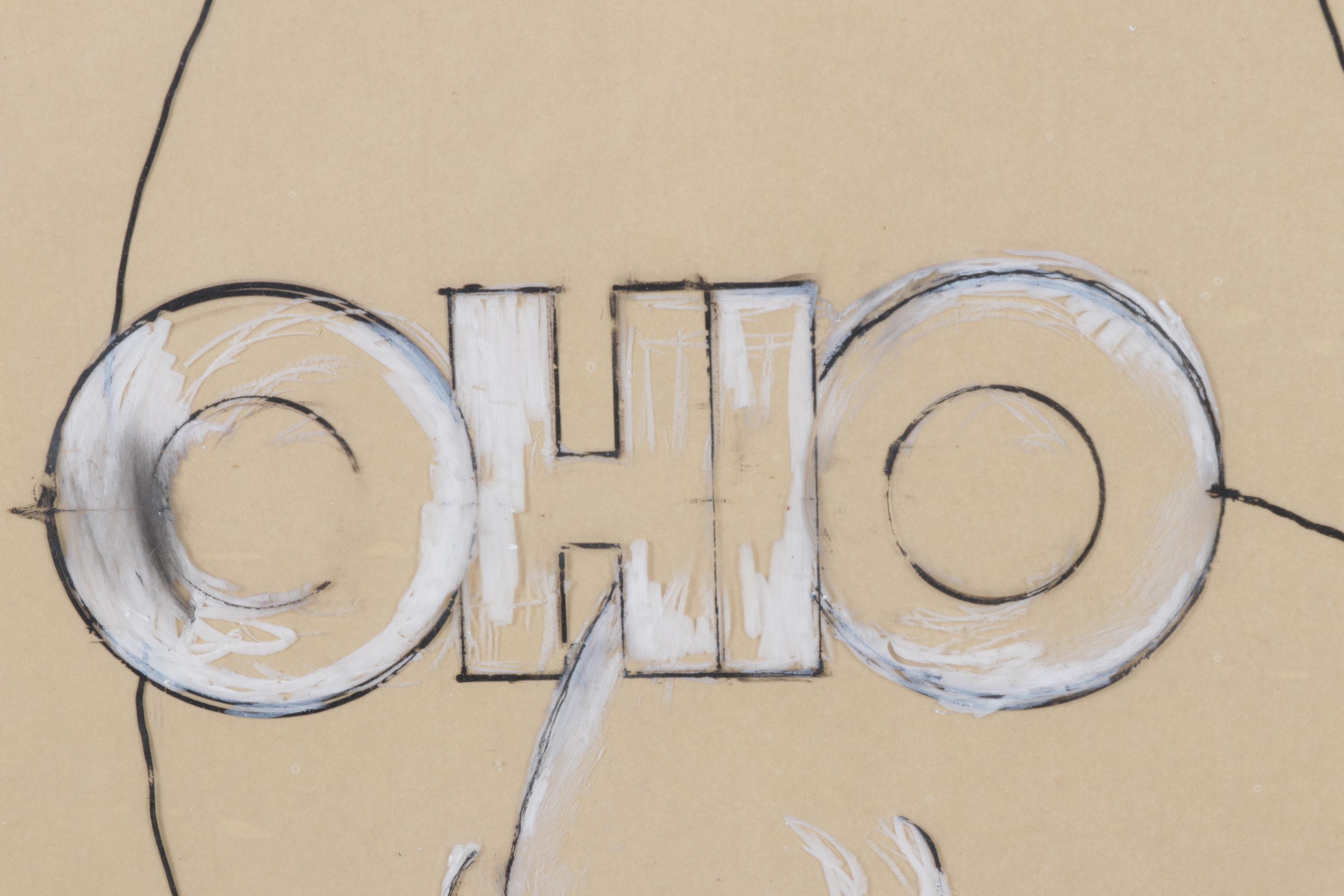 Amber Elizabeth Drawing on Vellum Paper of Man with "Ohio" Glasses, 1981