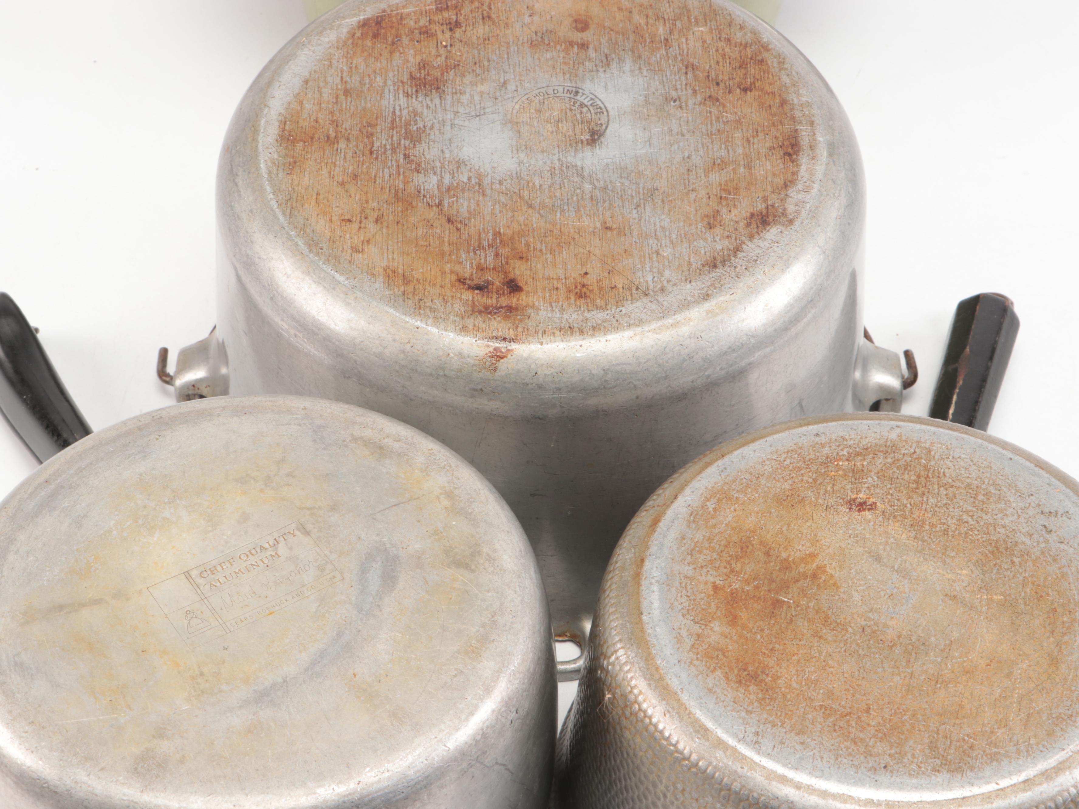 Vintage Guardian Service and Other Metal Lidded and Handled Pots