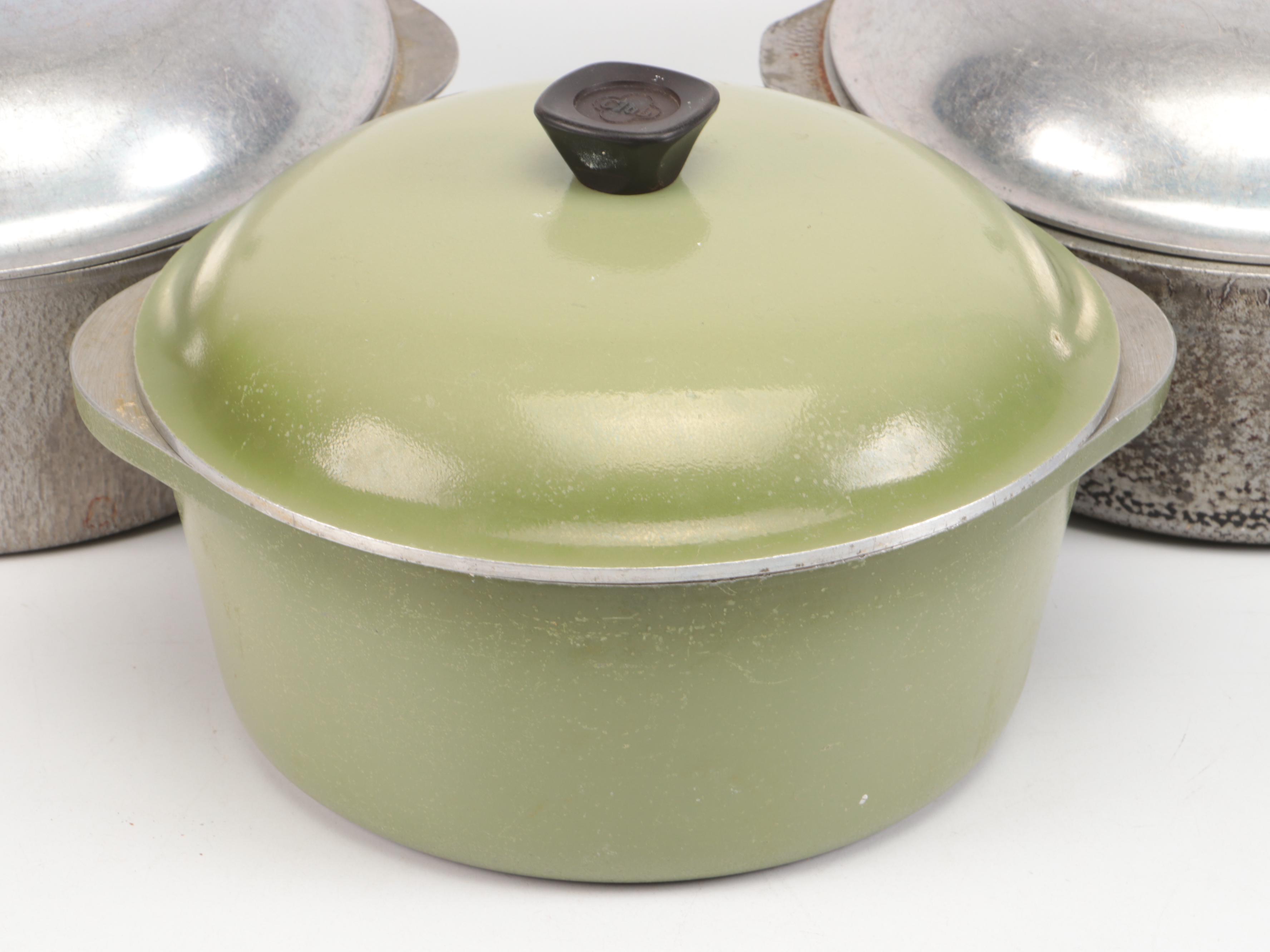 Vintage Guardian Service and Other Metal Lidded and Handled Pots