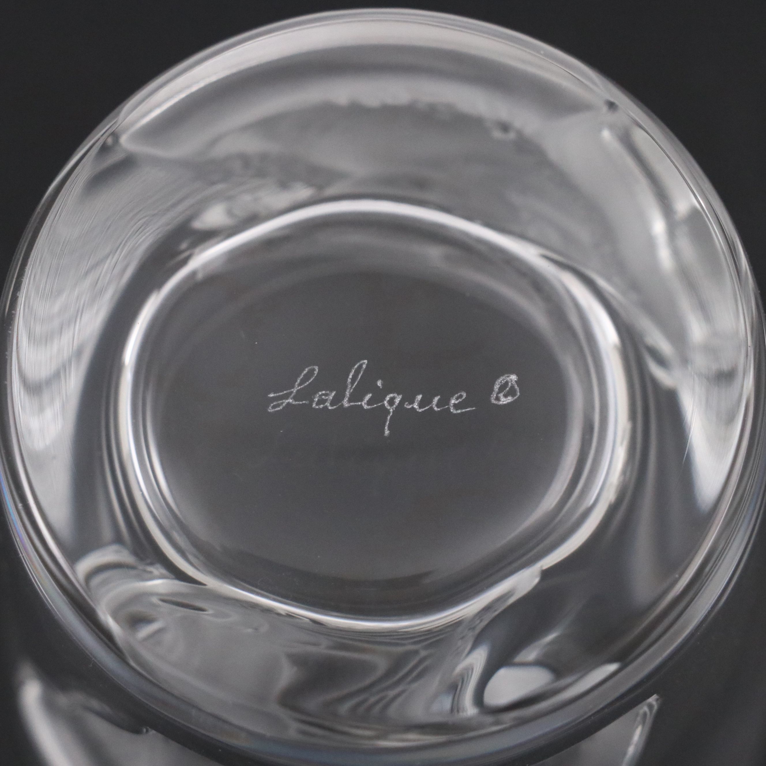 Lalique "Hulotte" Frosted and Clear Crystal Owl Whiskey Tumblers