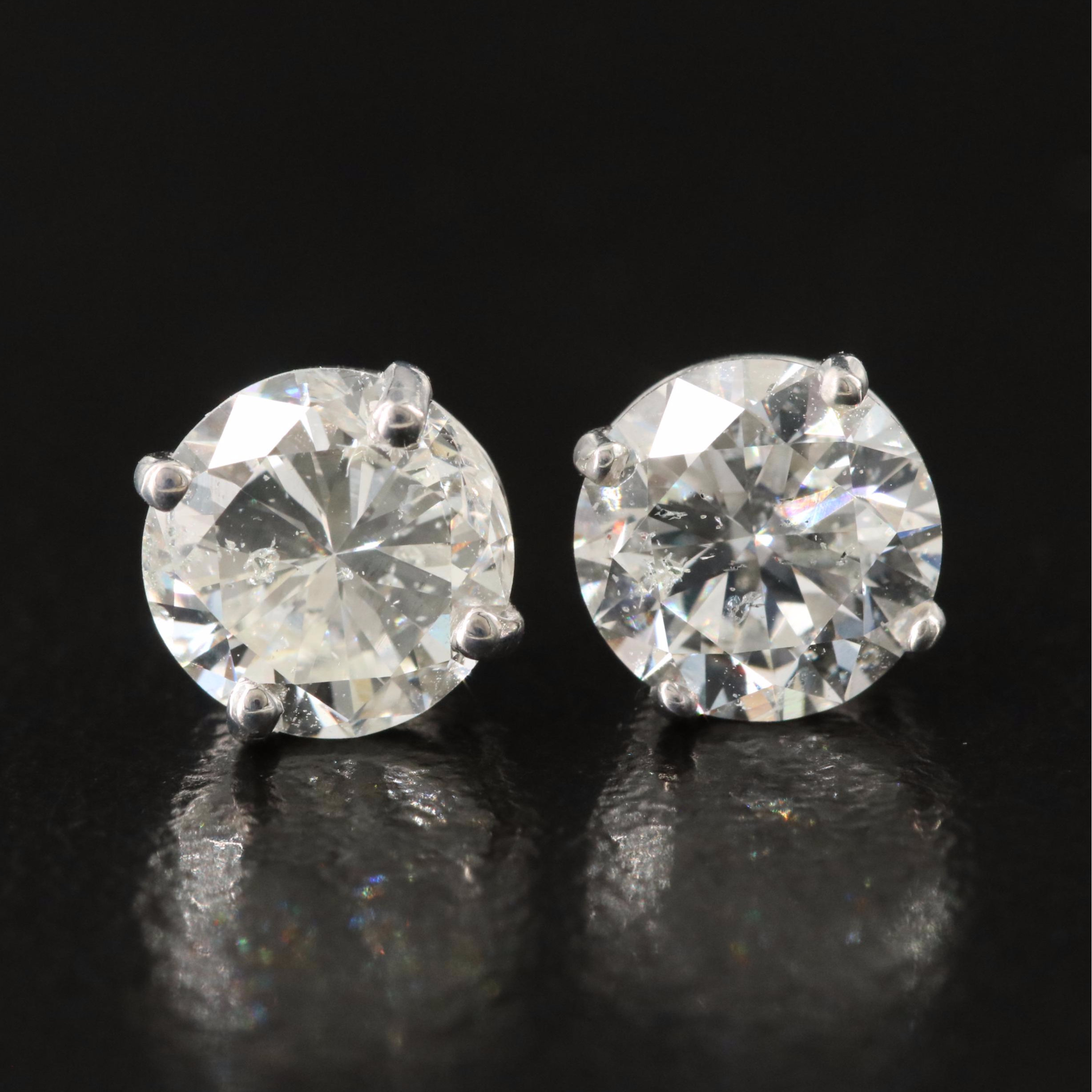 Platinum 2.00 CTW Diamond Stud Earrings with GIA eReports