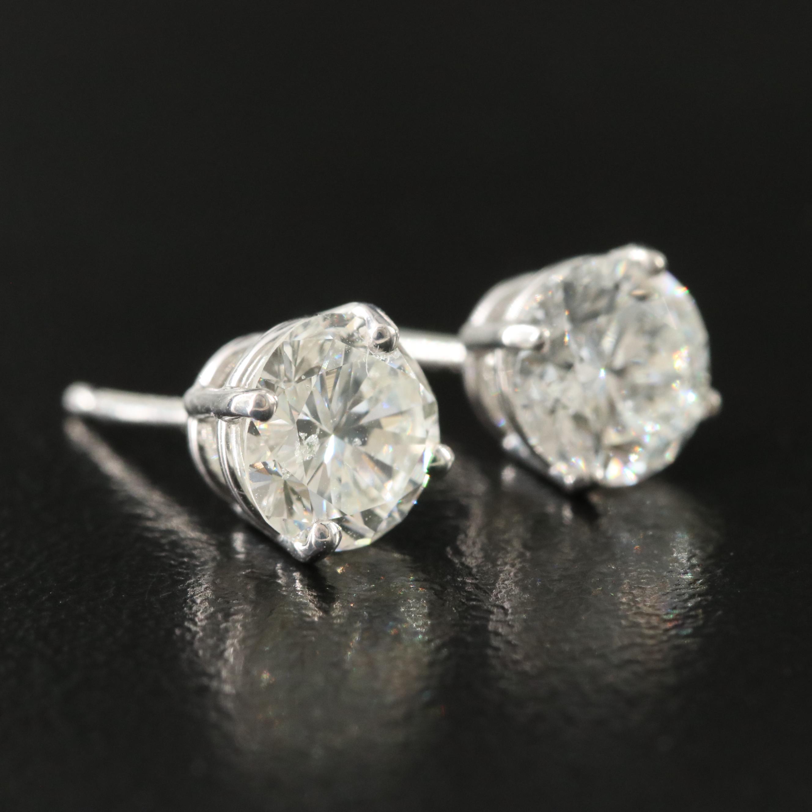 Platinum 2.00 CTW Diamond Stud Earrings with GIA eReports