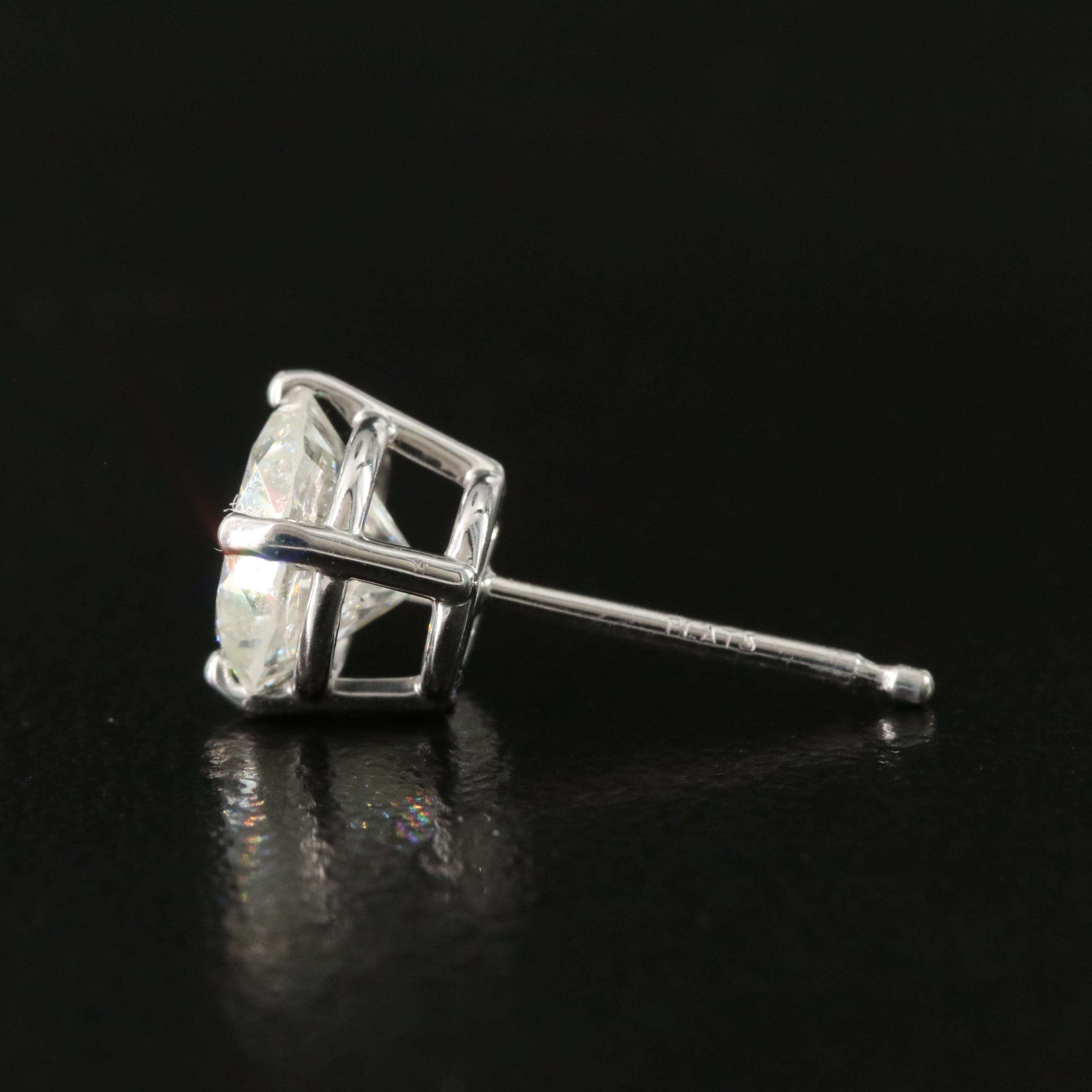 Platinum 2.00 CTW Diamond Stud Earrings with GIA eReports