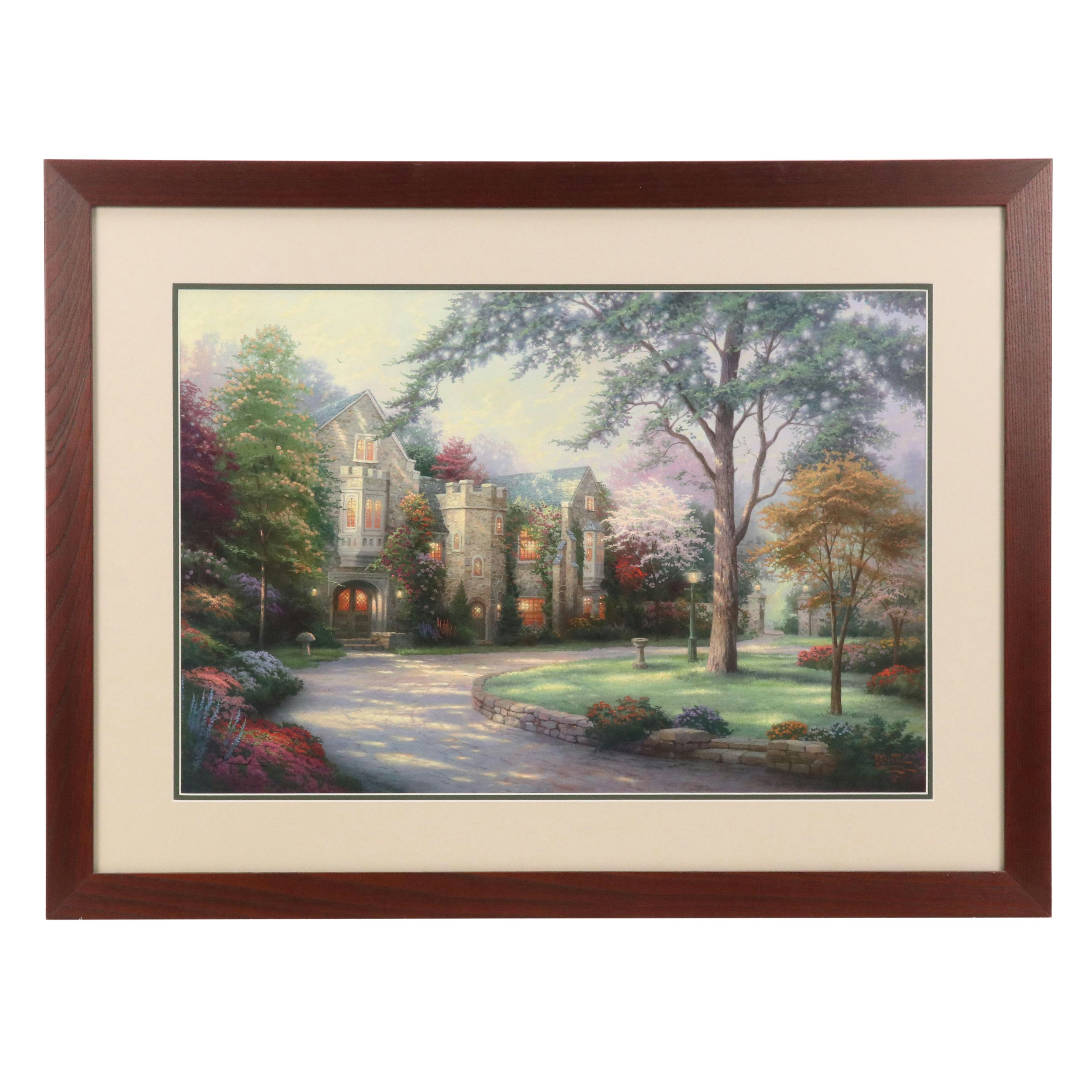 After Thomas Kinkade Offset Lithograph "Beyond Summer Gate"
