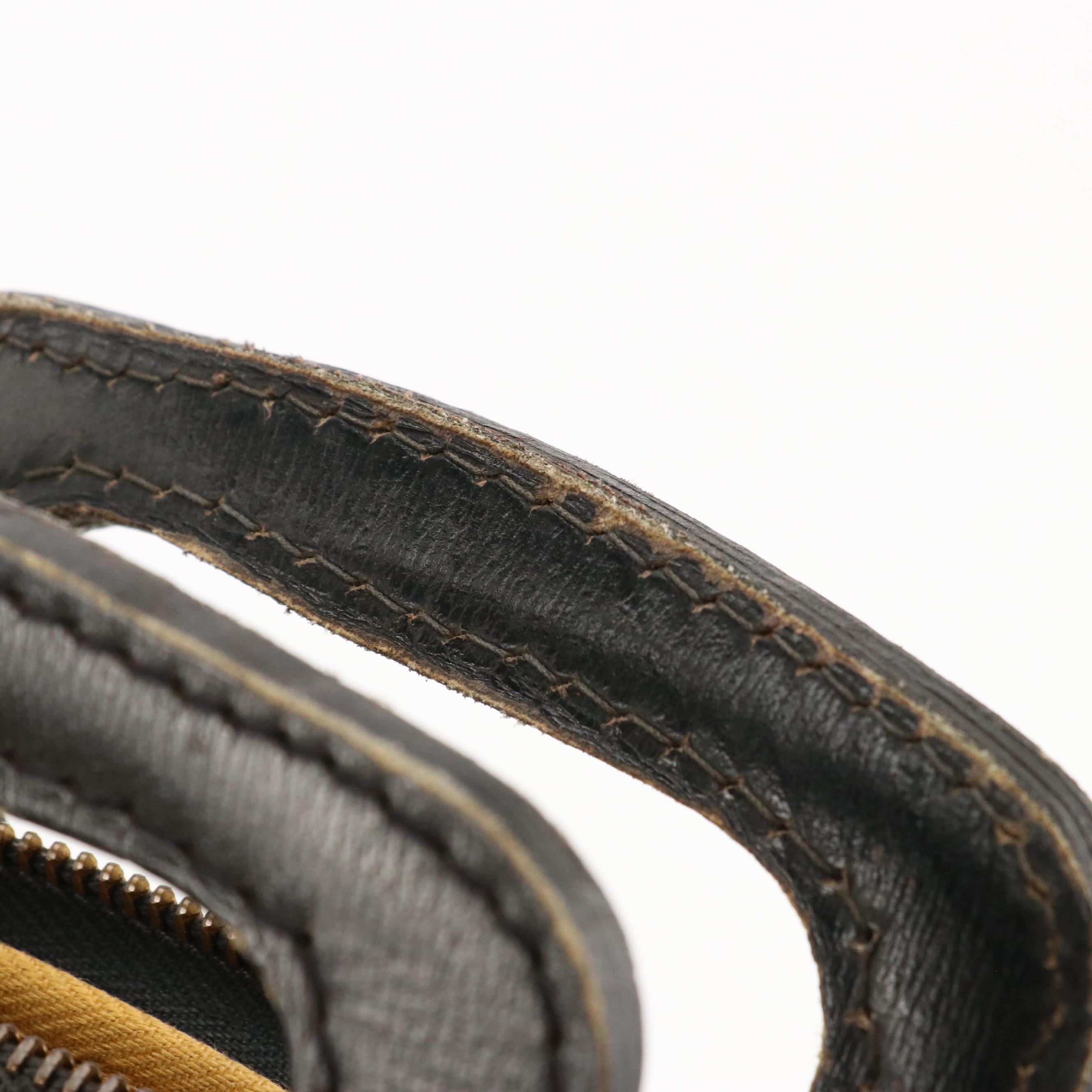 Goyard Oversized Travel Bag in Chevron Jacquard Canvas and Black Leather, 1970s