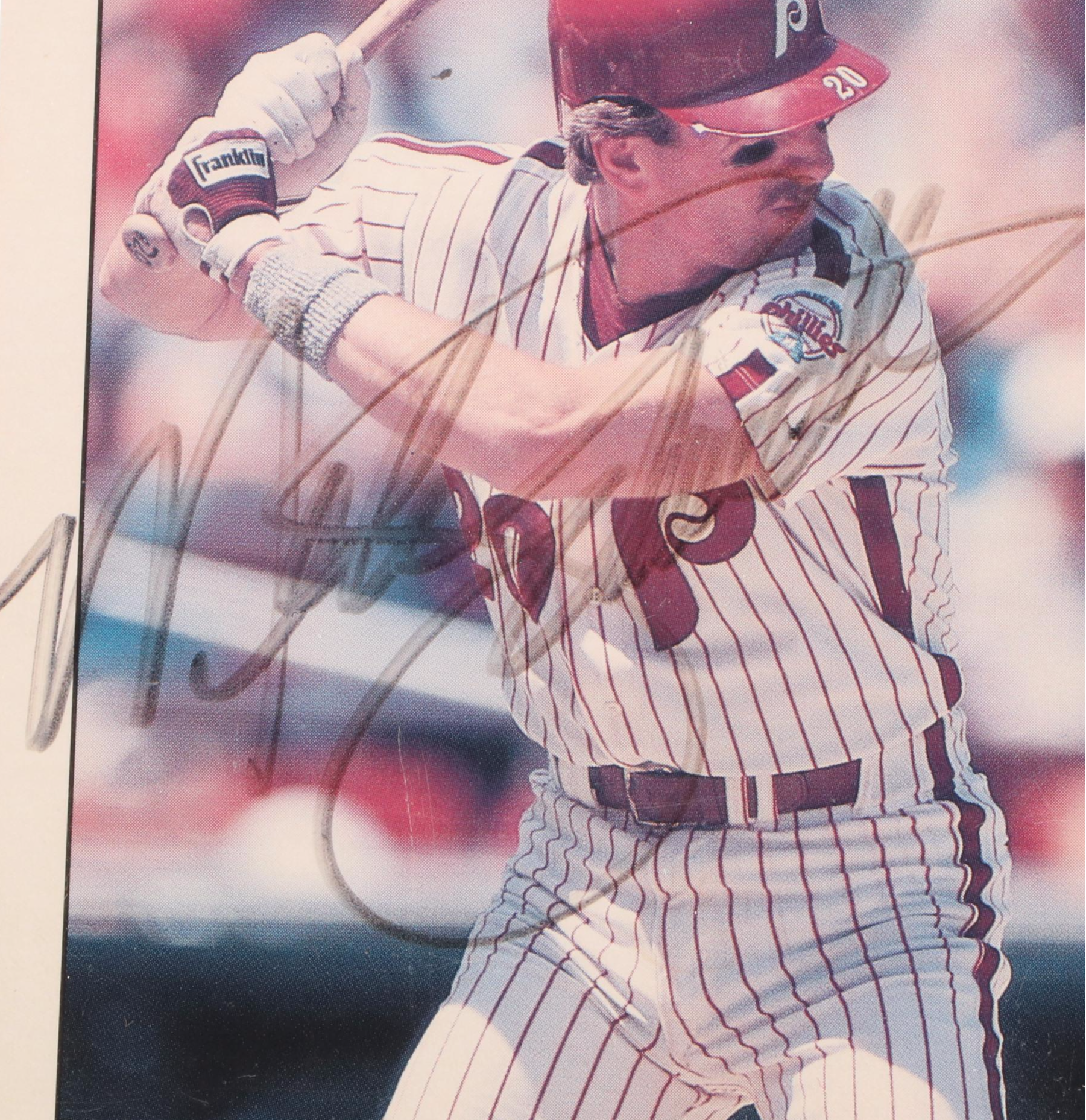 Mike Schmidt Signed Print with Mario Lemieux Signed Oversized Hockey Card