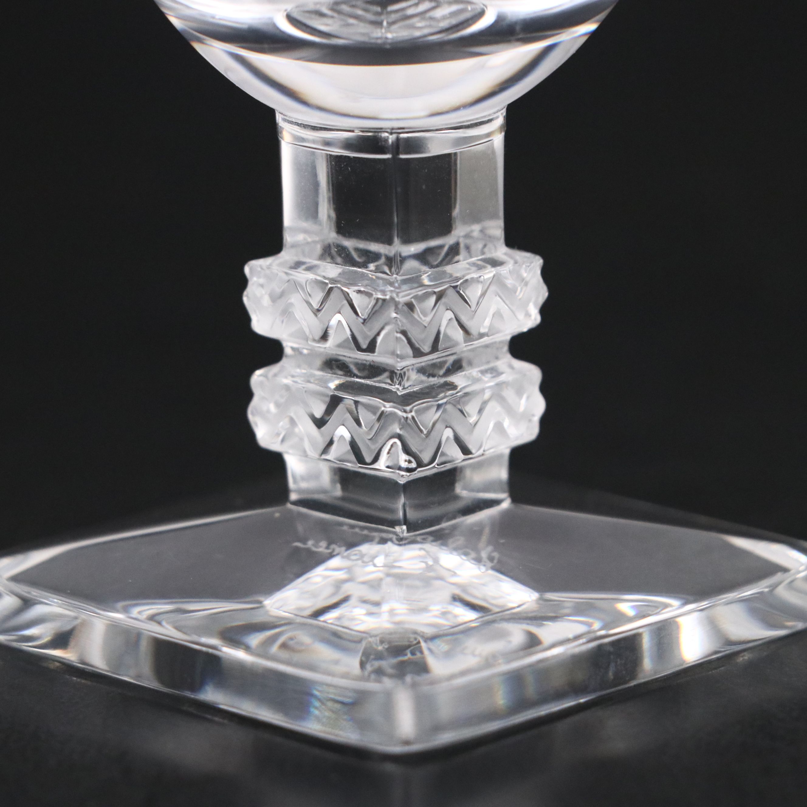 Pair of Lalique "Argos" Frosted and Clear Crystal Cordial Glasses