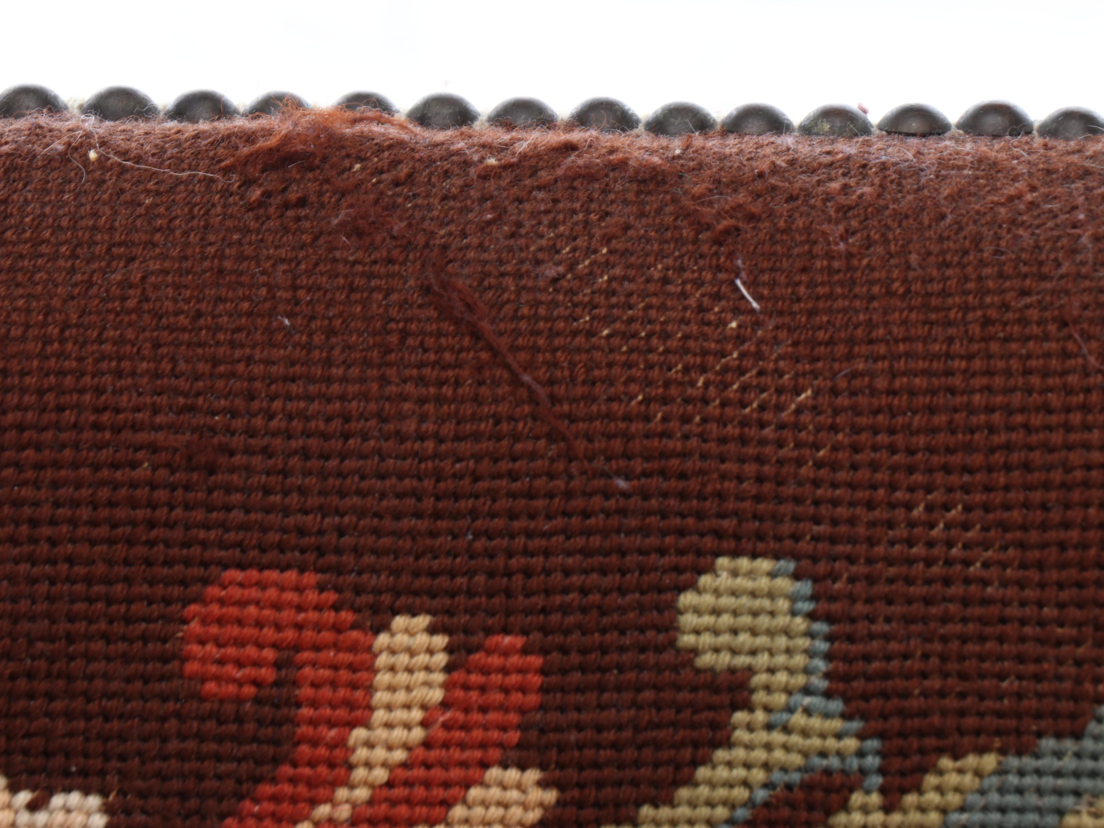 Carved Mahogany Armchair with Needlepoint Upholstery, Early to Mid-20th Century