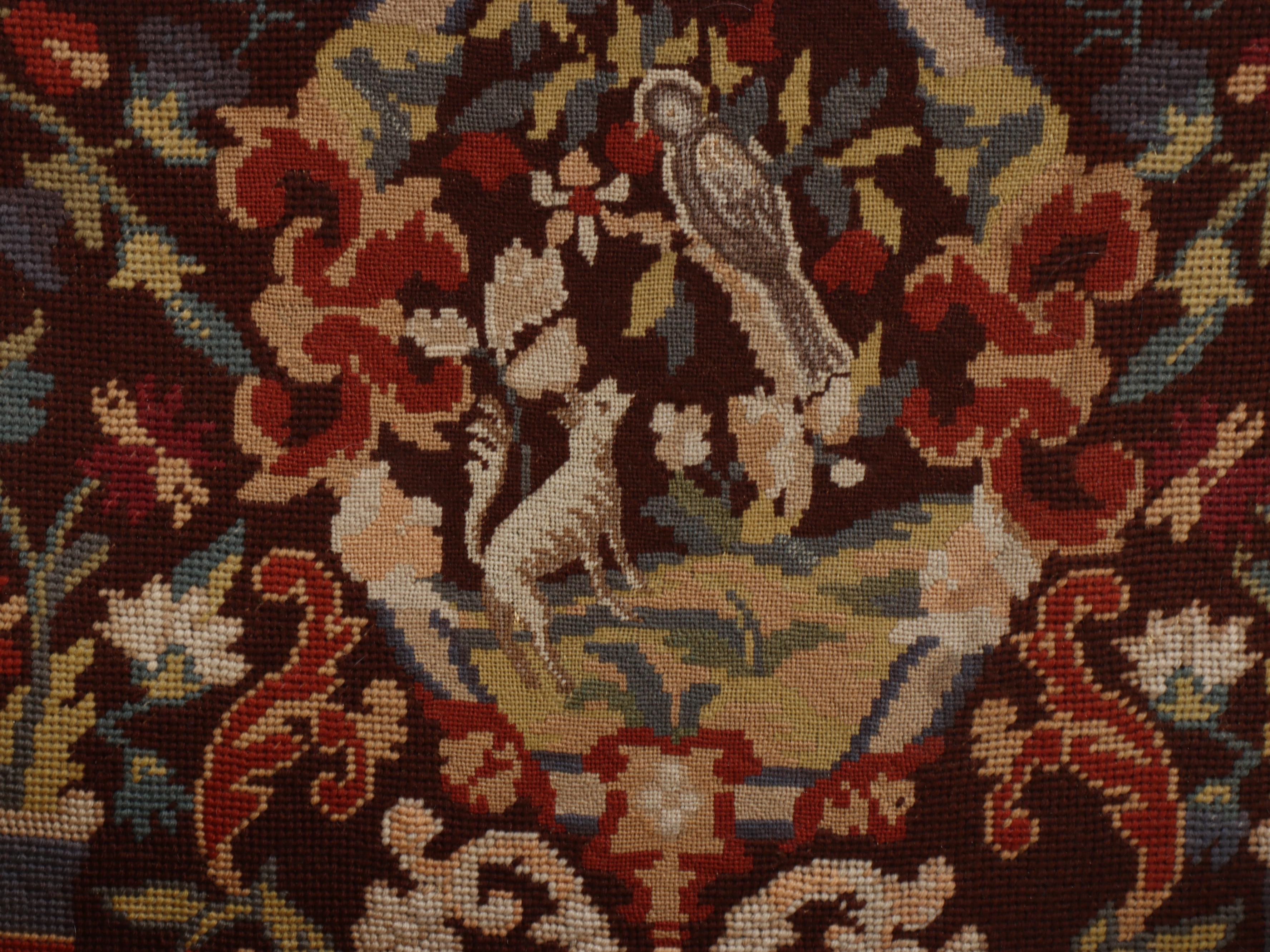Carved Mahogany Armchair with Needlepoint Upholstery, Early to Mid-20th Century