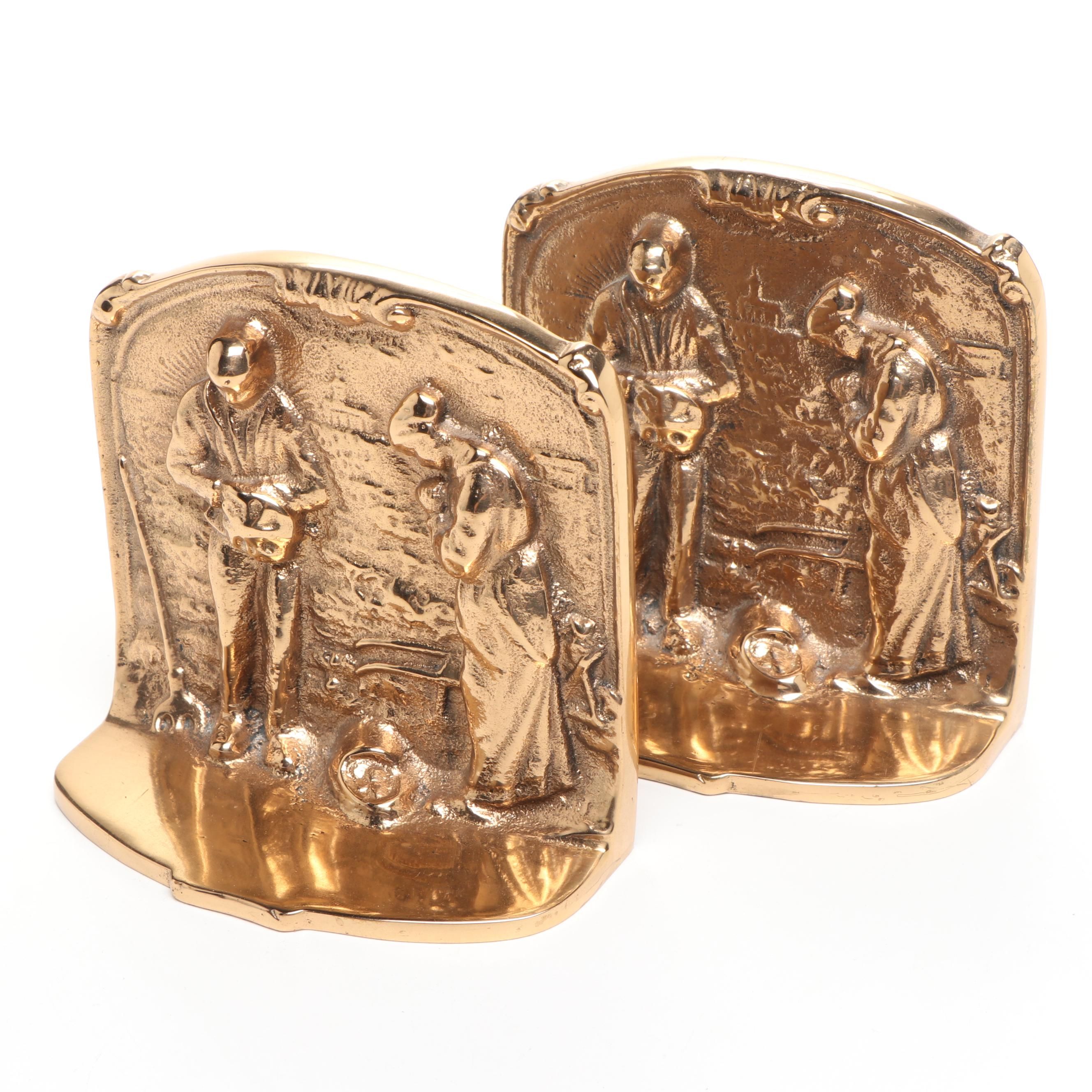 Copper Bookends After "The Angelus" by Jean-François Millet