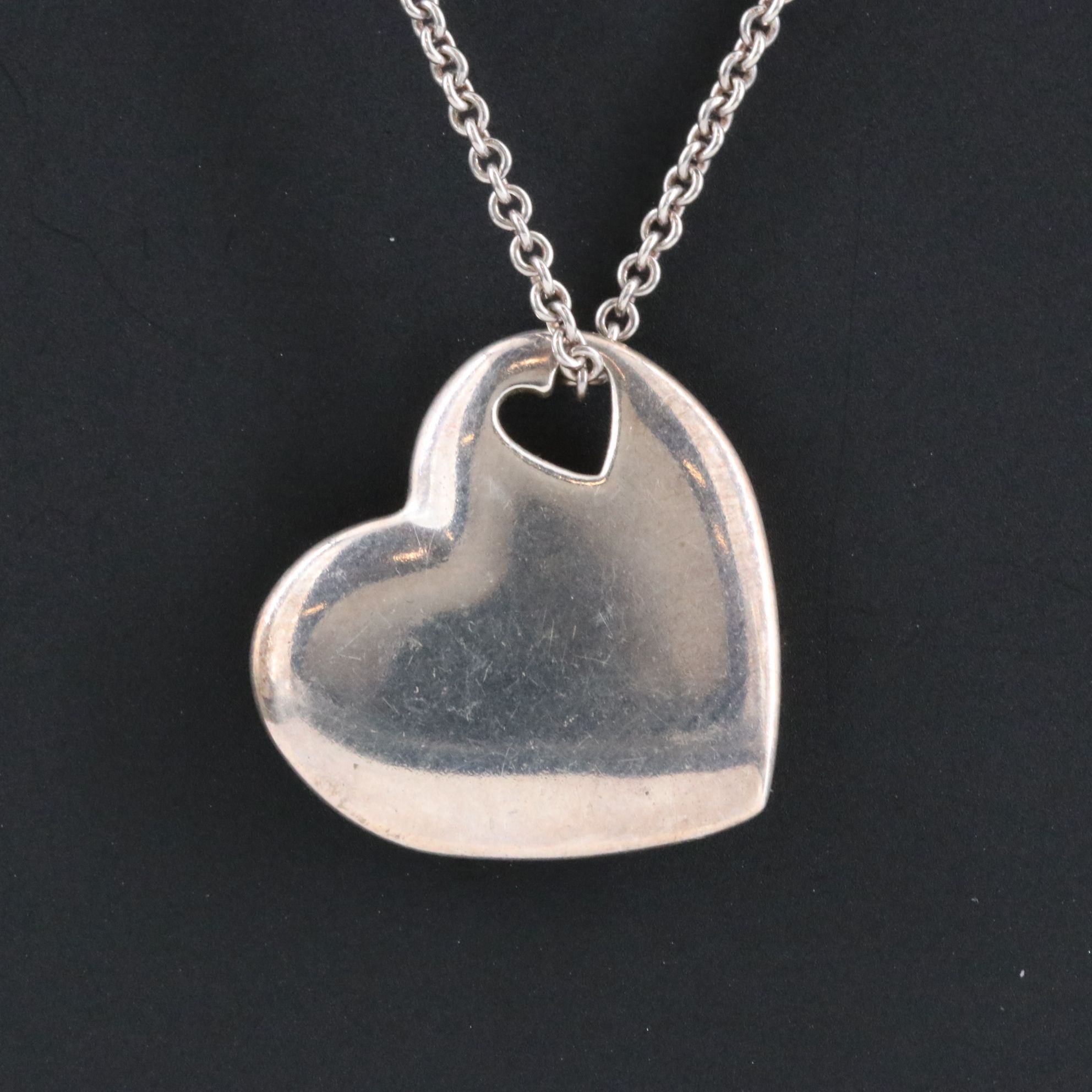 Tiffany & Co. Sterling Cutout  Heart Pendant Necklace