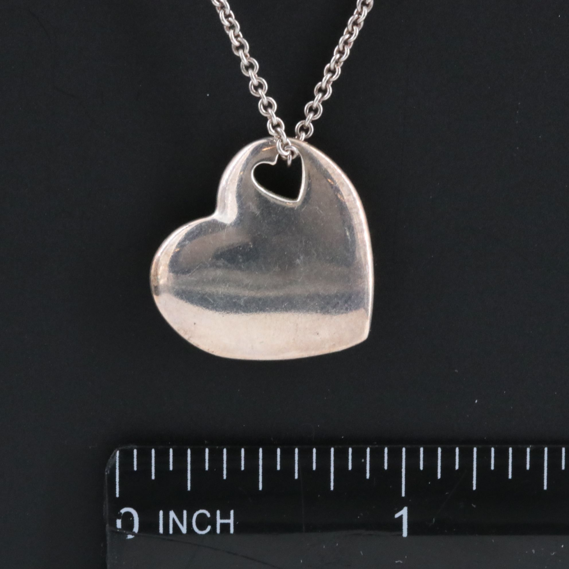 Tiffany & Co. Sterling Cutout  Heart Pendant Necklace