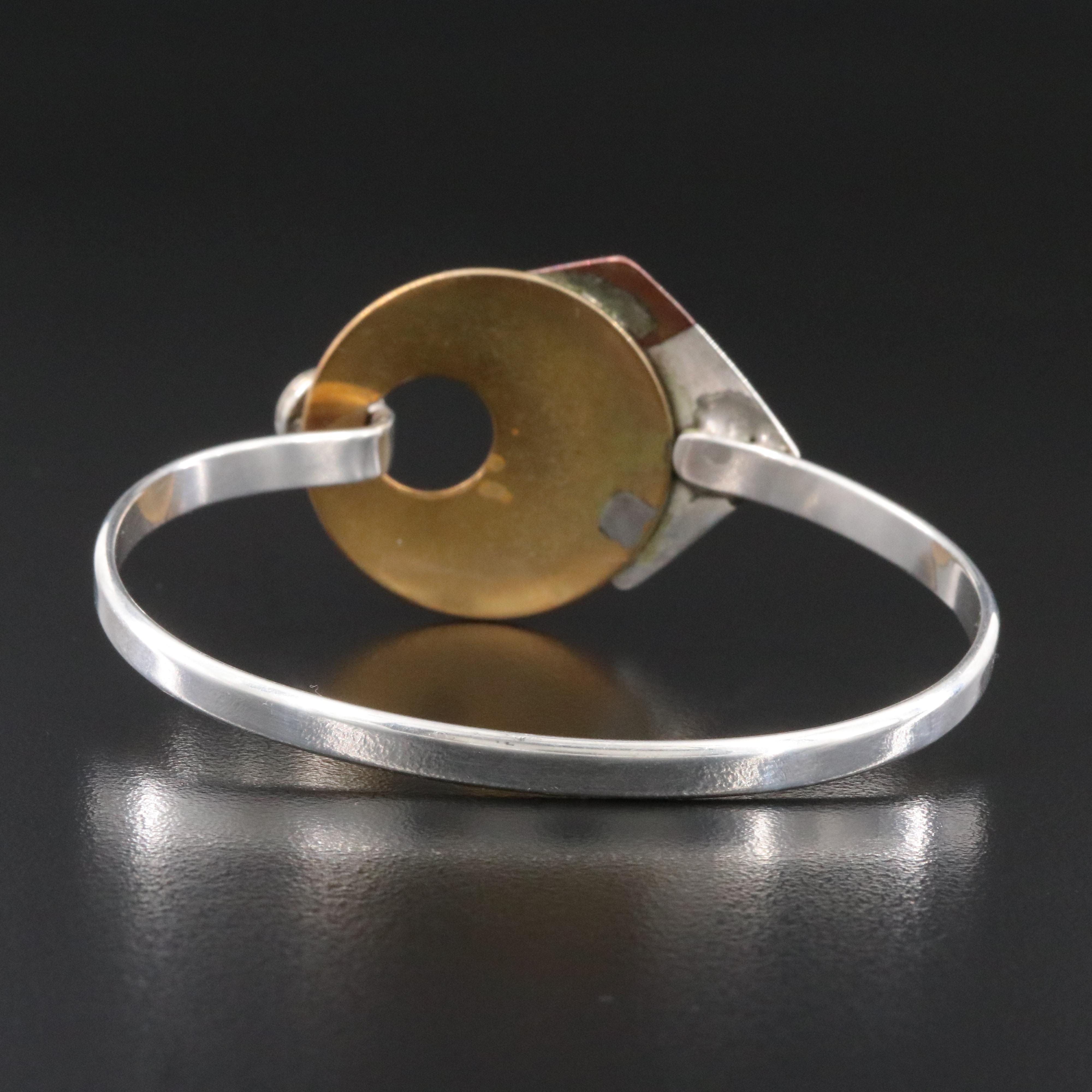 Hall McFall Sterling, Brass and Copper Faux Black Onyx Bracelet