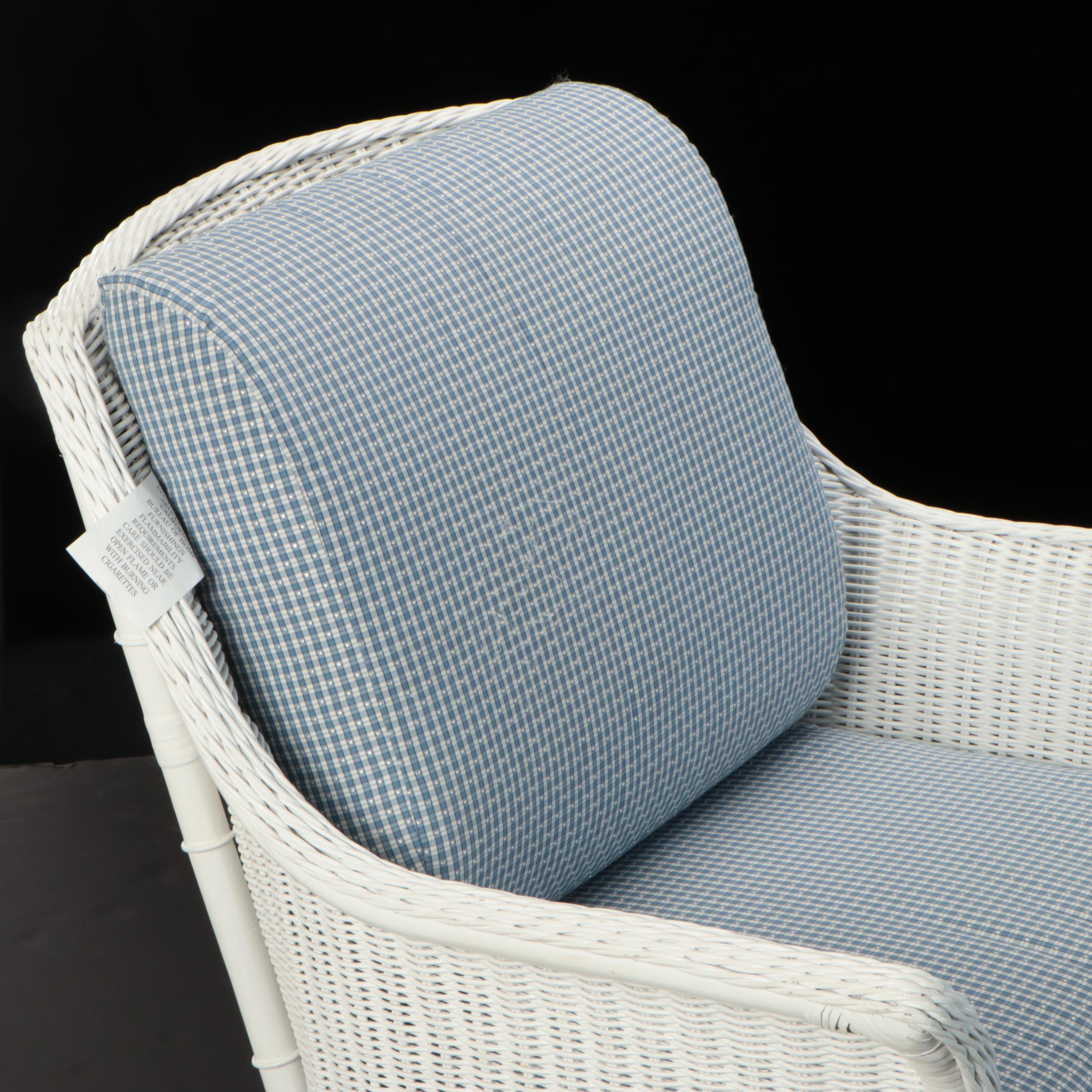 White Wicker Armchair and Ottoman